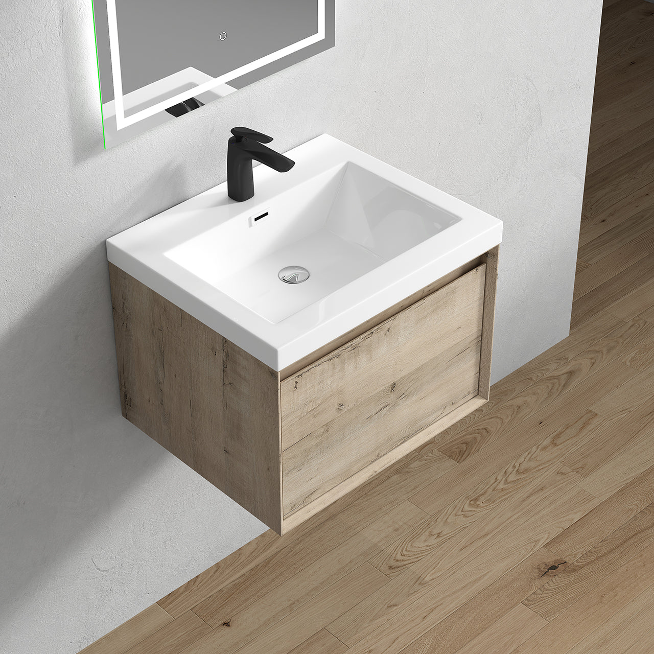 Bella Floating Bathroom Vanity with Acrylic Sink Top 24" - 48"