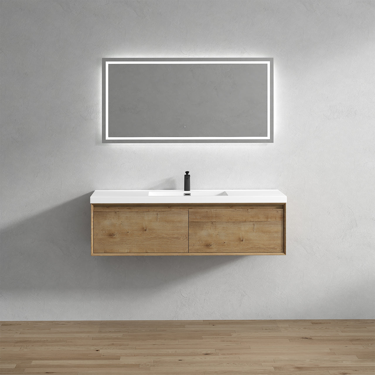 Bella Floating Bathroom Vanity with Acrylic Sink Top 24" - 48"