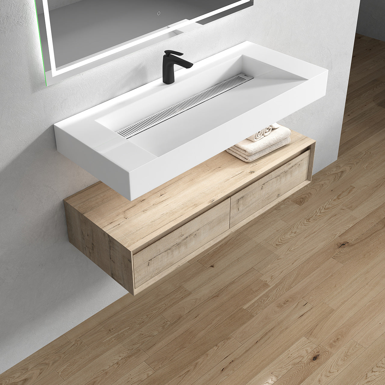 Alysa Floating Bathroom Vanity with FLX16 Acrylic Sink 24" - 84"