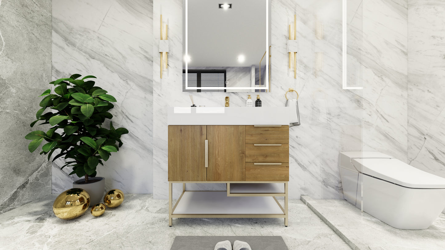 Bethany Freestanding Bathroom Vanity with Reinforced Acrylic Sink Top 24" - 84"