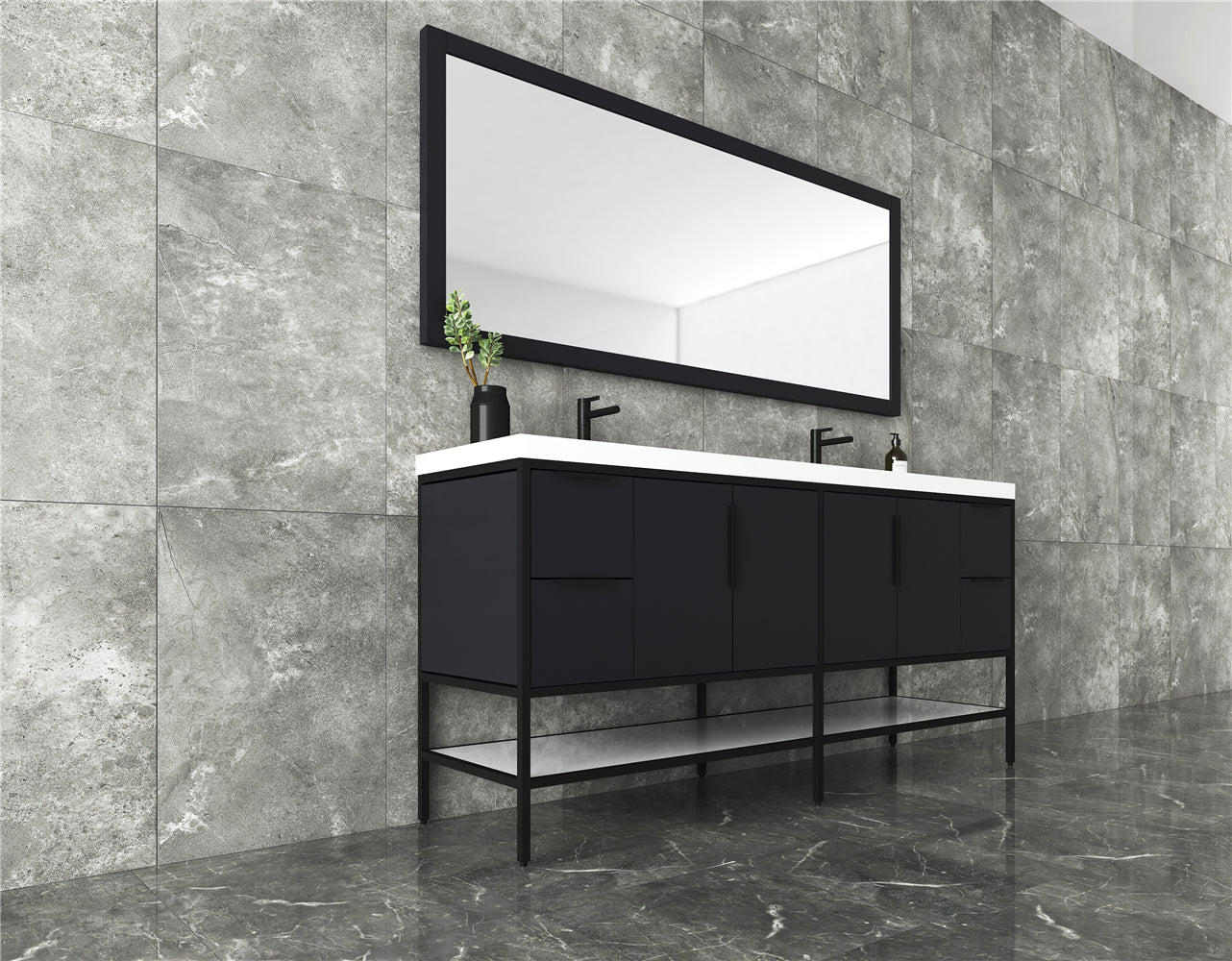Andrew 72" Freestanding Double Sink Vanity with Reinforced Acrylic Sink