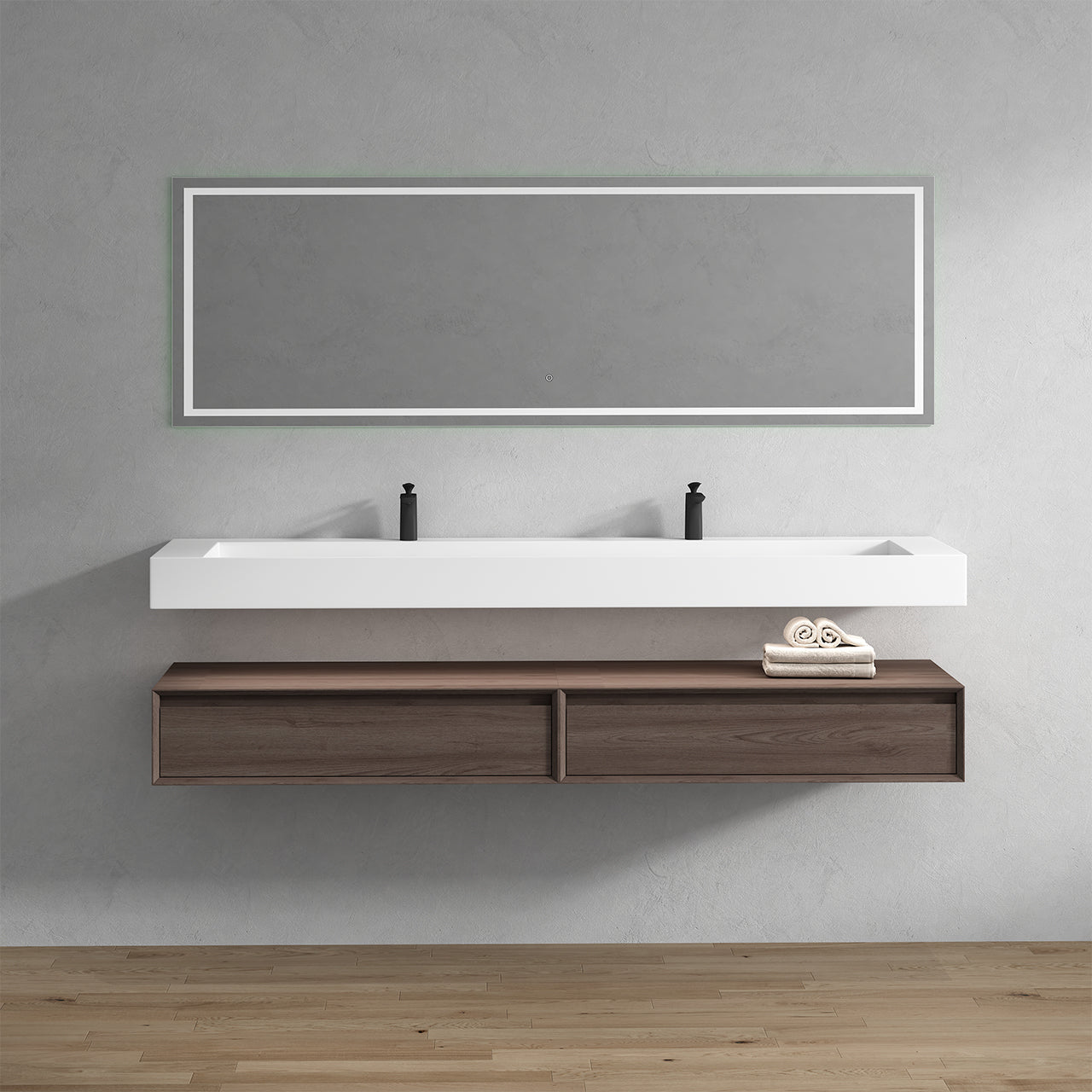 Alysa Floating Bathroom Vanity with FLX16 Acrylic Sink 24" - 84"