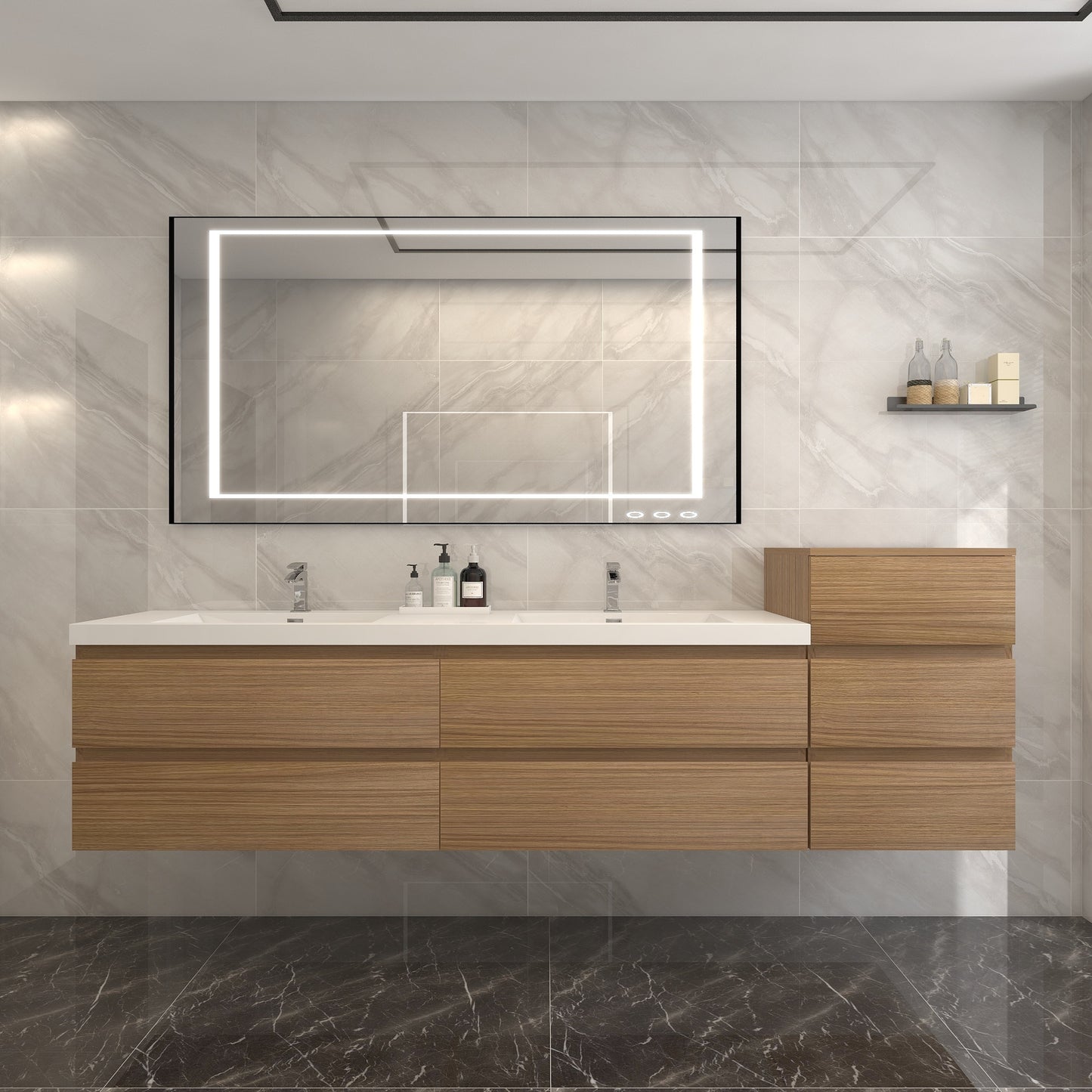 BOW Floating Bathroom Vanity with Reinforced Acrylic Sink 24" - 84"