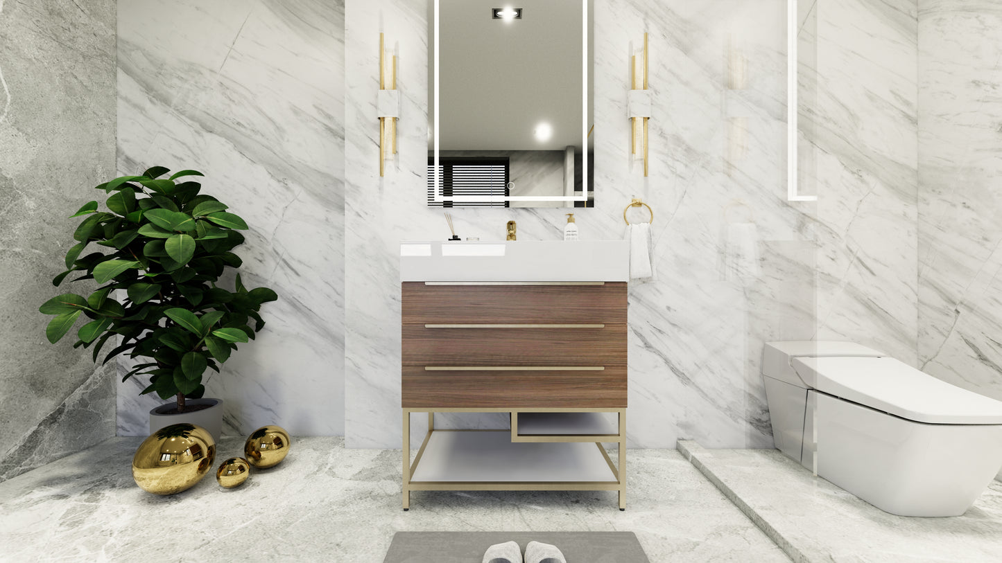 Bethany Freestanding Bathroom Vanity with Reinforced Acrylic Sink Top 24" - 84"