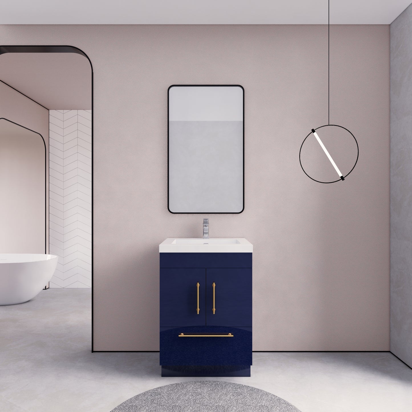 Elsa Freestanding Vanity with Royal White Reinforced Acrylic Sink Top 24" - 84"
