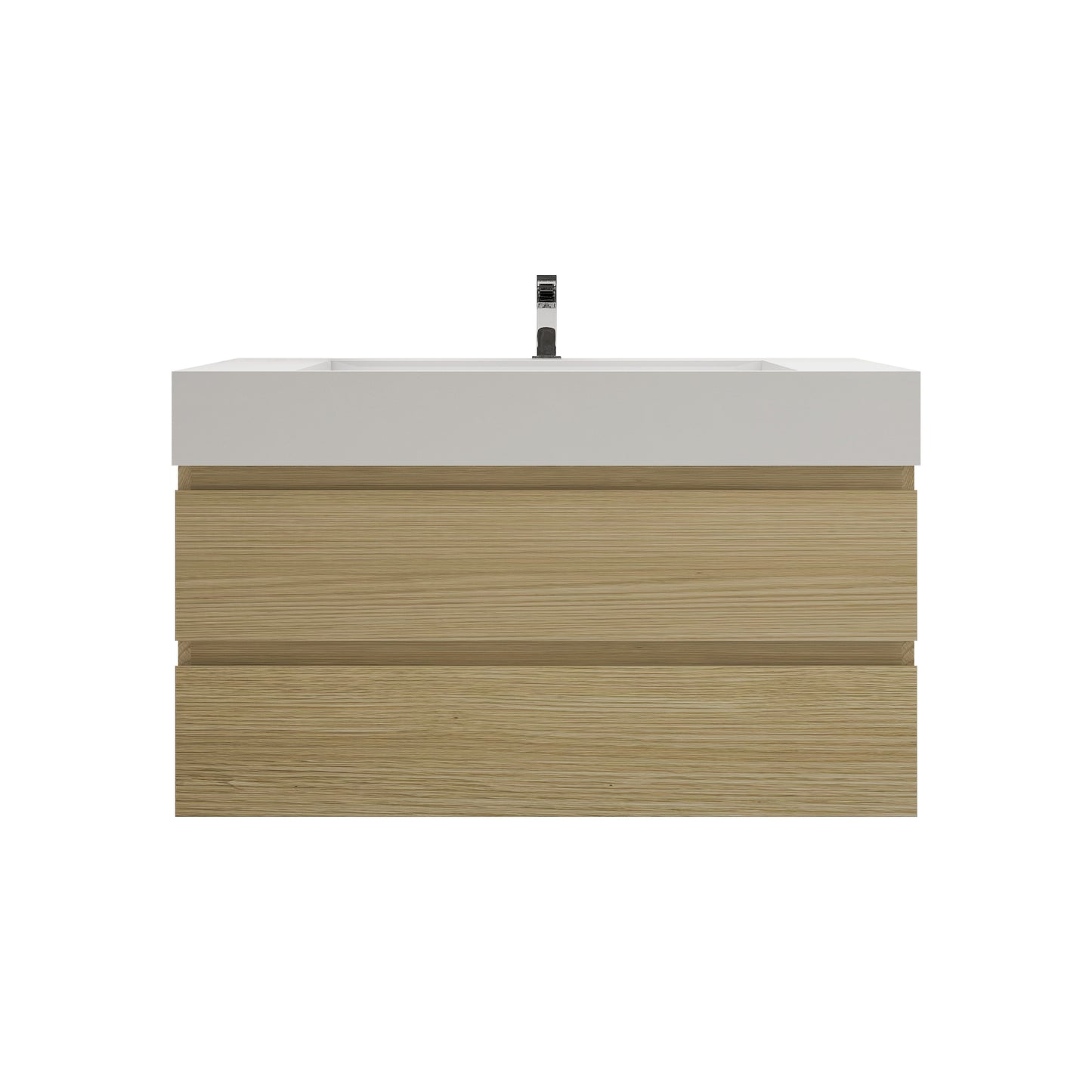 Better Vanity BOW 24"-48" Single Sink Floating Bathroom Vanity Reinforced Acrylic Sink Soft Close Doors & Drawers, Fully Assembled