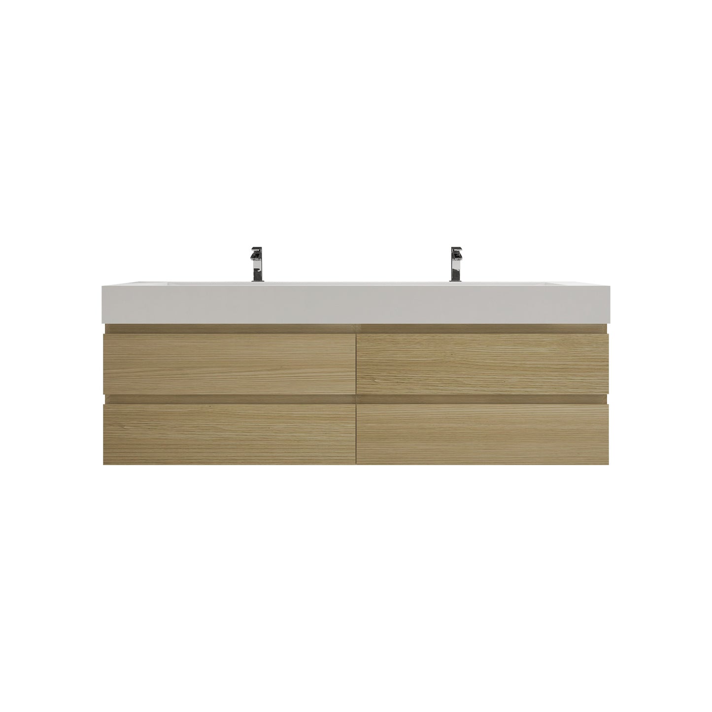 Better Vanity BOW 24"-48" Single Sink Floating Bathroom Vanity Reinforced Acrylic Sink Soft Close Doors & Drawers, Fully Assembled