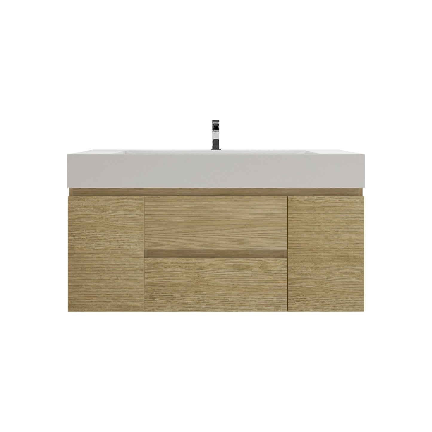 Better Vanity BOW 24"-48" Single Sink Floating Bathroom Vanity Reinforced Acrylic Sink Soft Close Doors & Drawers, Fully Assembled