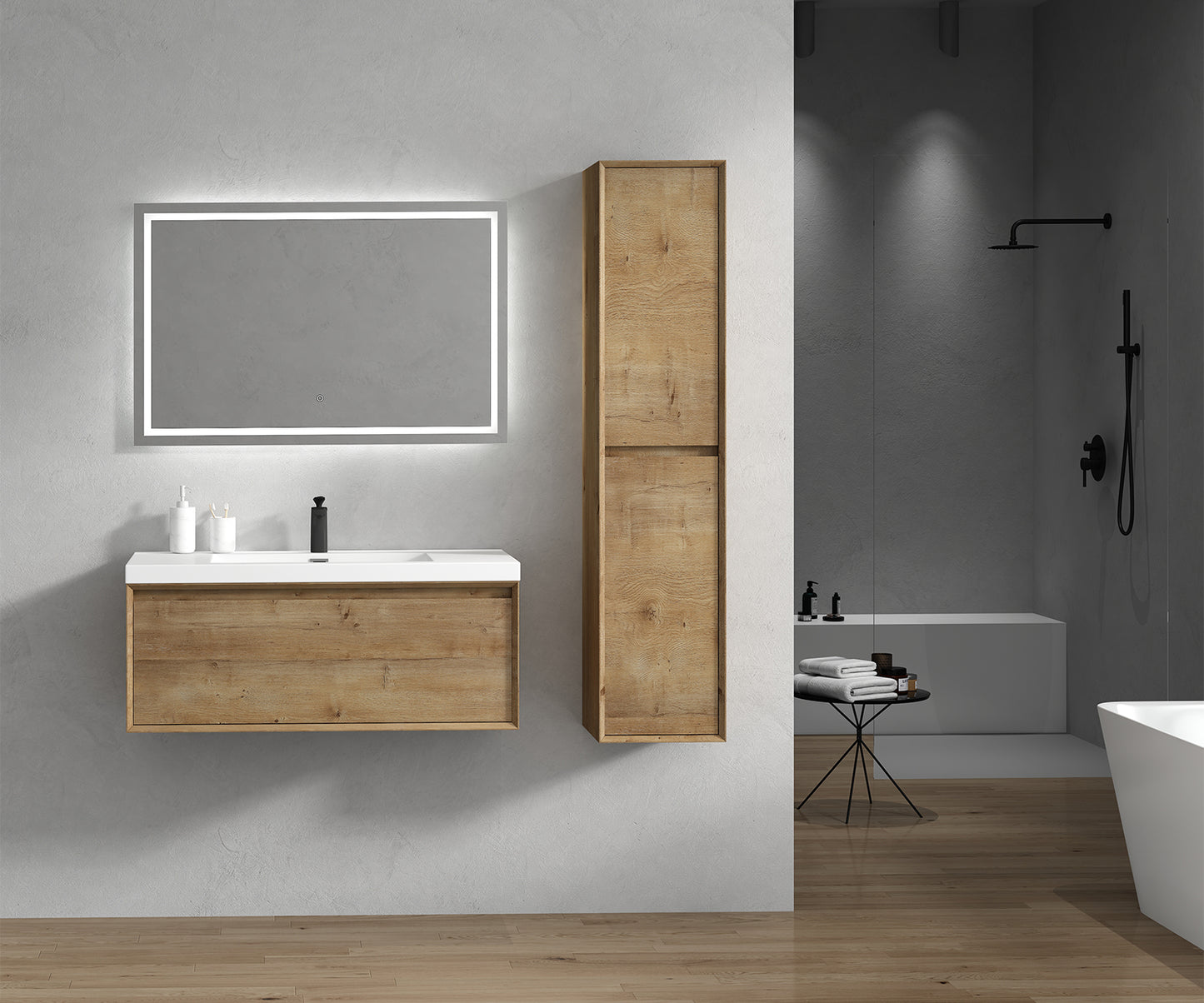 Better Vanity MIA 24"-48" Wall-Mounted Bathroom Vanity with Reinforced Acrylic Sink, Soft Close Drawers, Fully Assembled