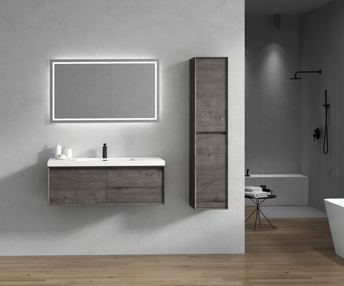 Better Vanity MIA 24"-48" Wall-Mounted Bathroom Vanity with Reinforced Acrylic Sink, Soft Close Drawers, Fully Assembled