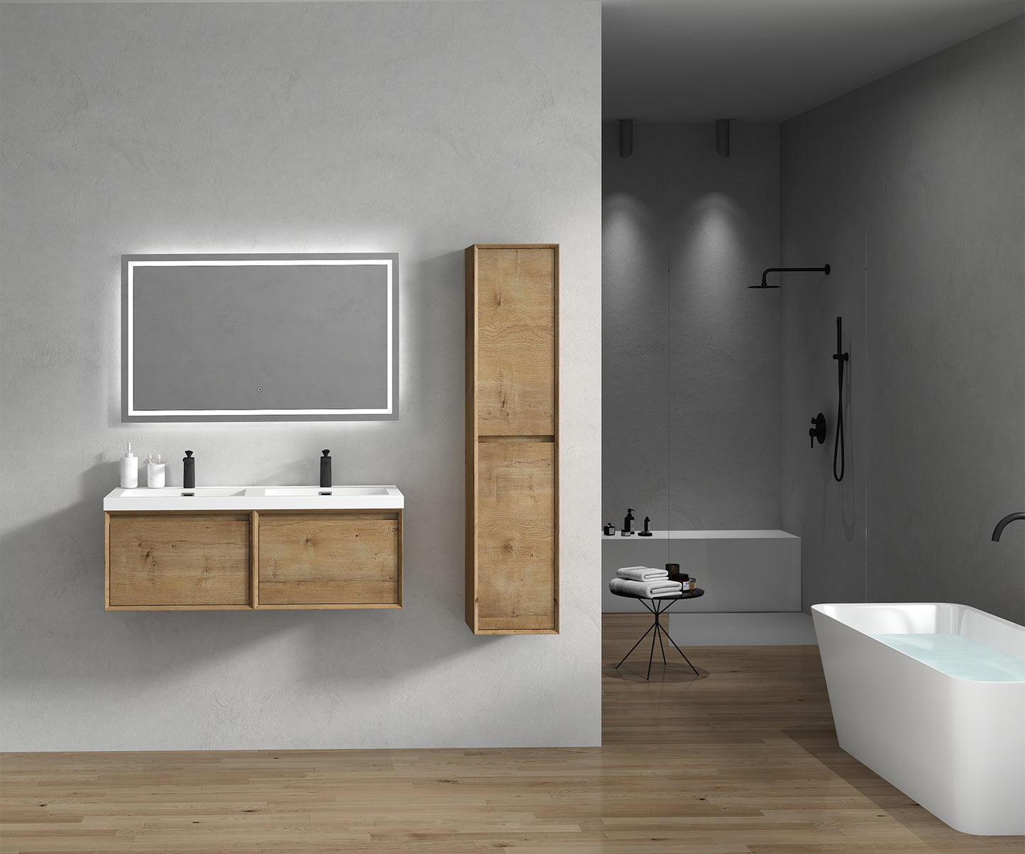 Better Vanity MIA 24"-48" Wall-Mounted Bathroom Vanity with Reinforced Acrylic Sink, Soft Close Drawers, Fully Assembled