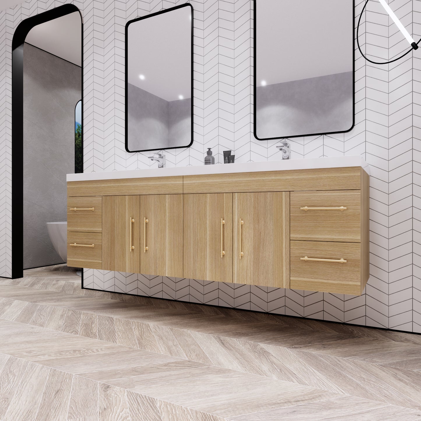 Better Vanity Elsa 24" -48" Wall-Mounted Floating Bathroom Vanity with Reinforced Acrylic Single Sink, Soft-Close Drawers, Fully Assembled