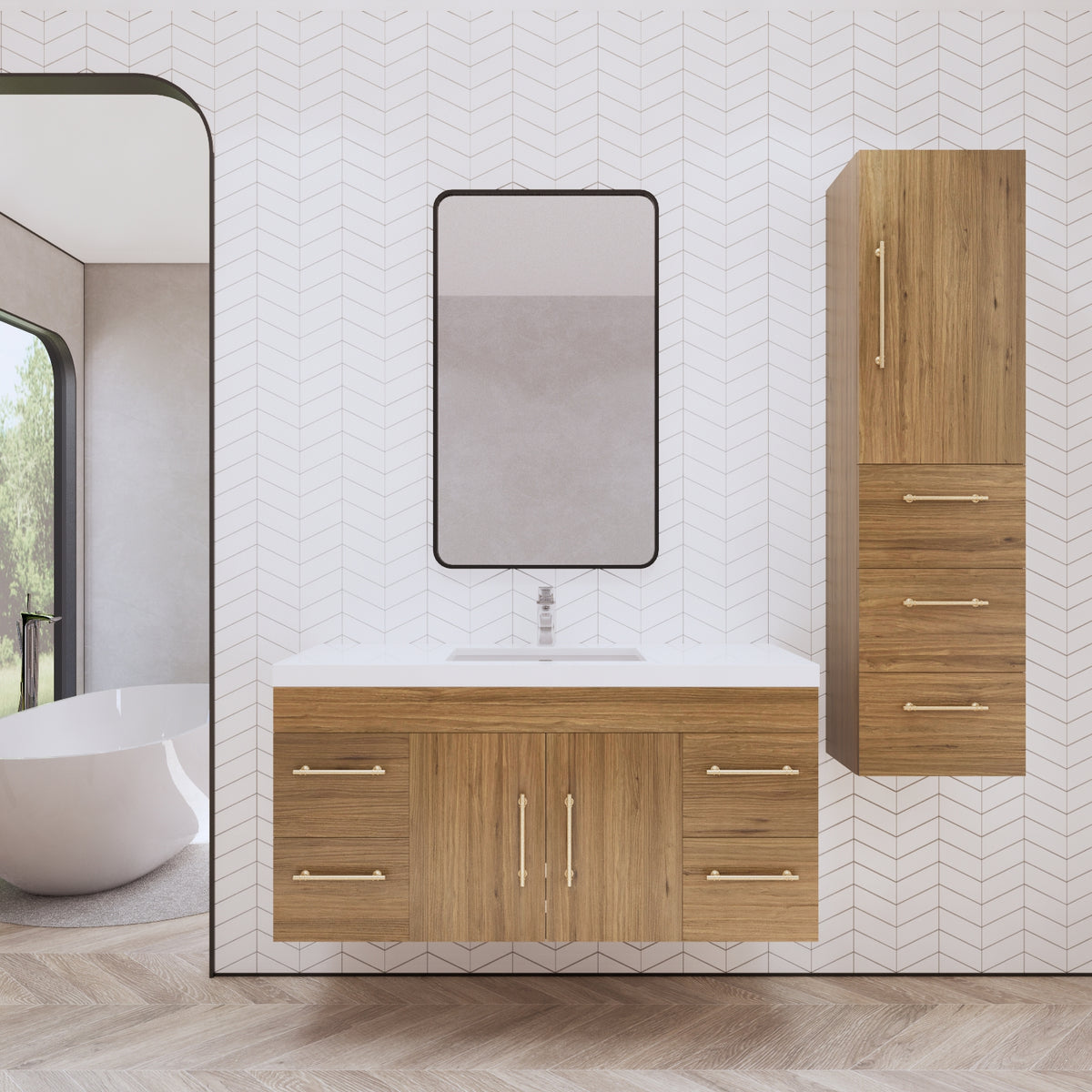 Better Vanity Elsa 24" -48" Wall-Mounted Floating Bathroom Vanity with Reinforced Acrylic Single Sink, Soft-Close Drawers, Fully Assembled