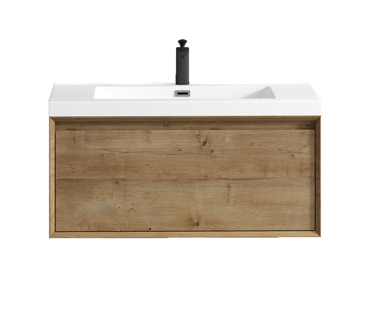 Better Vanity MIA 24"-48" Wall-Mounted Bathroom Vanity with Reinforced Acrylic Sink, Soft Close Drawers, Fully Assembled