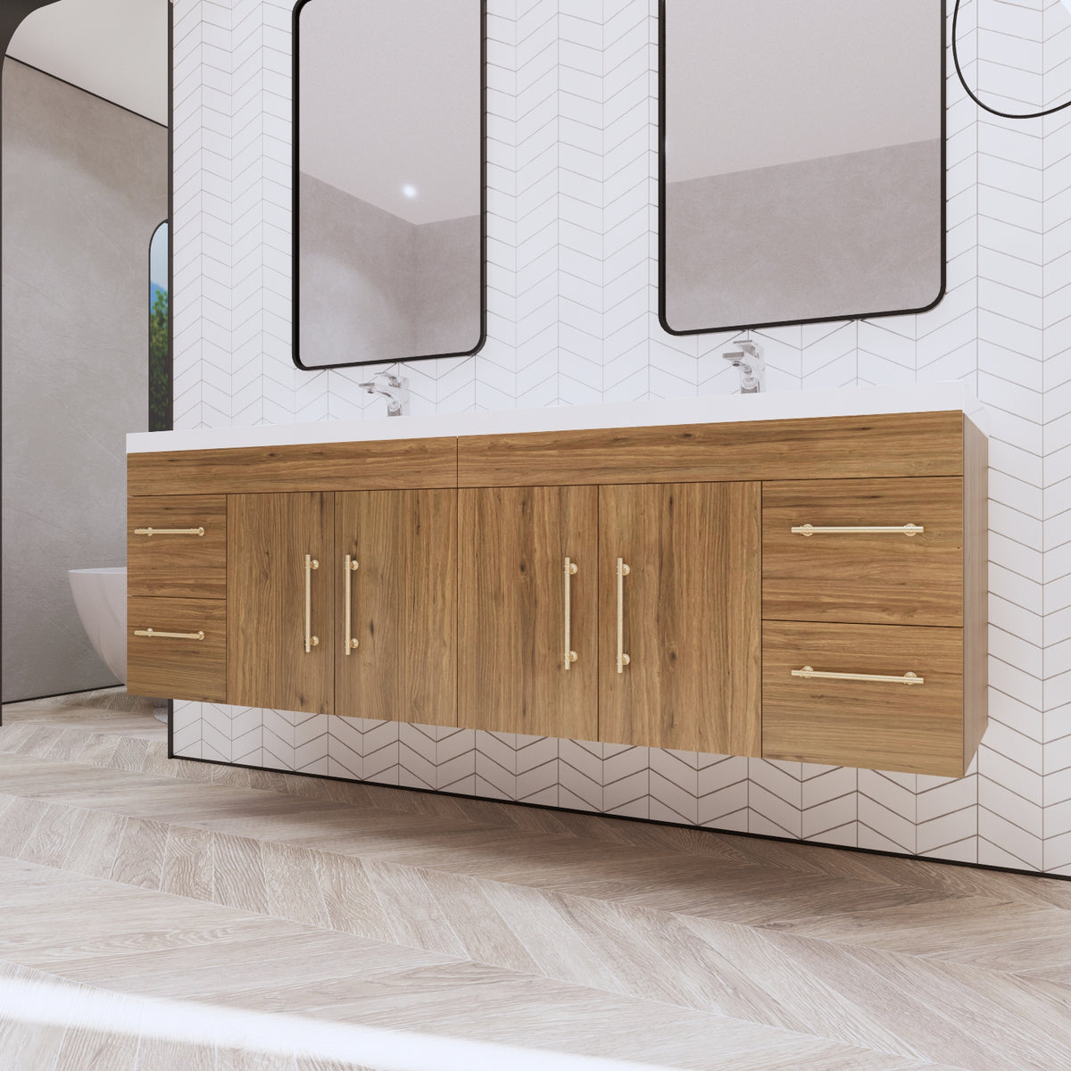 Better Vanity Elsa 24" -48" Wall-Mounted Floating Bathroom Vanity with Reinforced Acrylic Single Sink, Soft-Close Drawers, Fully Assembled