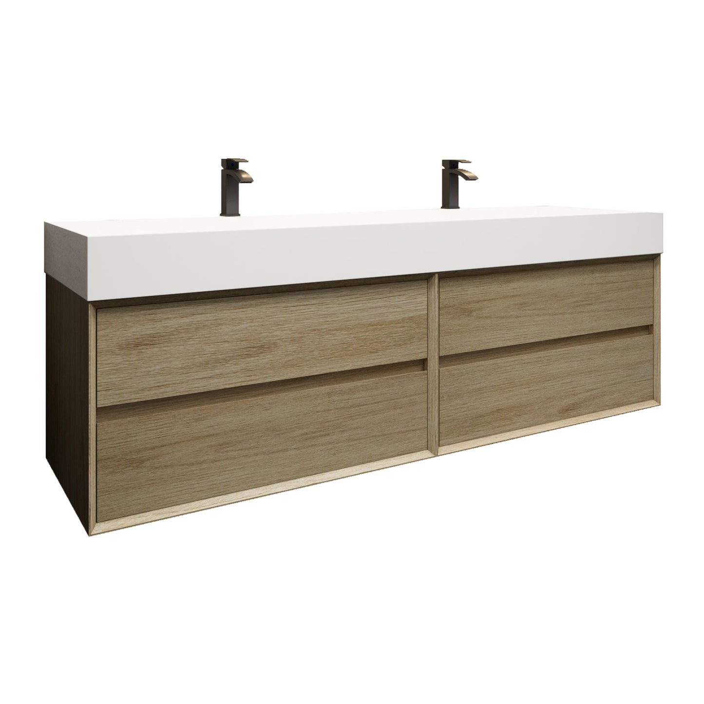 Better Vanity MAX 24"-48" Floating Wall-Mounted Bathroom Vanity with FLX16 Reinforced Acrylic Sink, Soft Close Drawers, Fully Assembled