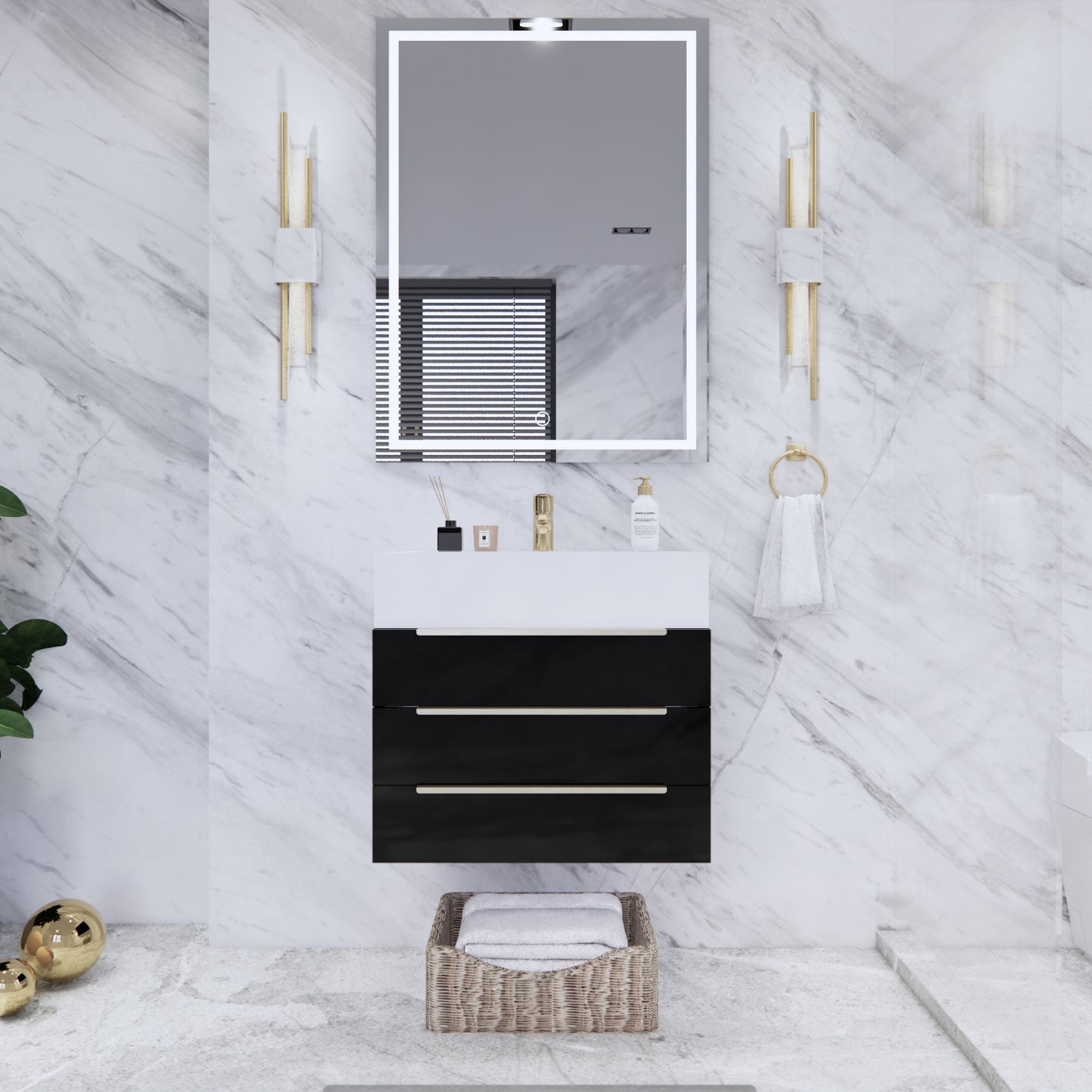 Bethany Floating Bathroom Vanity with Reinforced Acrylic Sink Top 24" - 84"