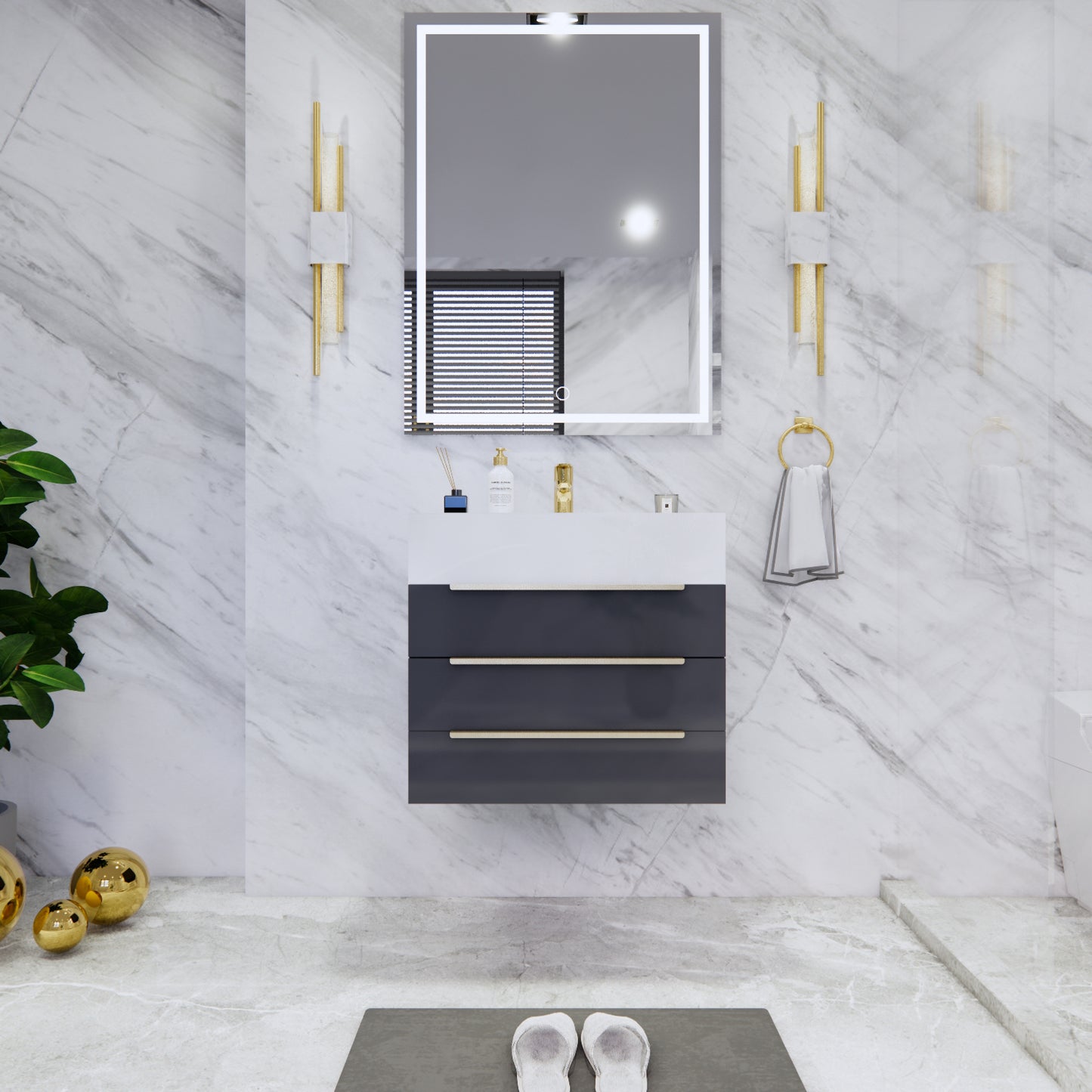 Bethany Floating Bathroom Vanity with Reinforced Acrylic Sink Top 24" - 84"