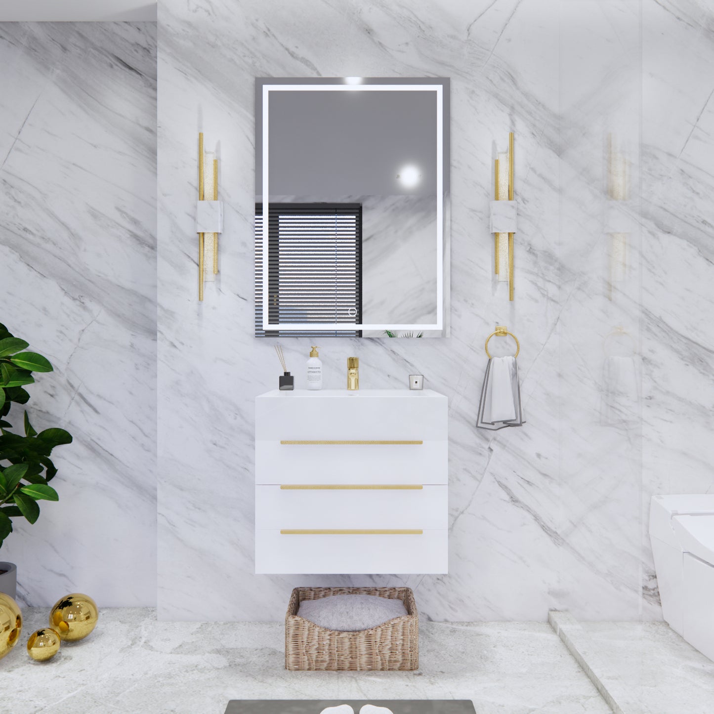 Bethany Floating Bathroom Vanity with Reinforced Acrylic Sink Top 24" - 84"