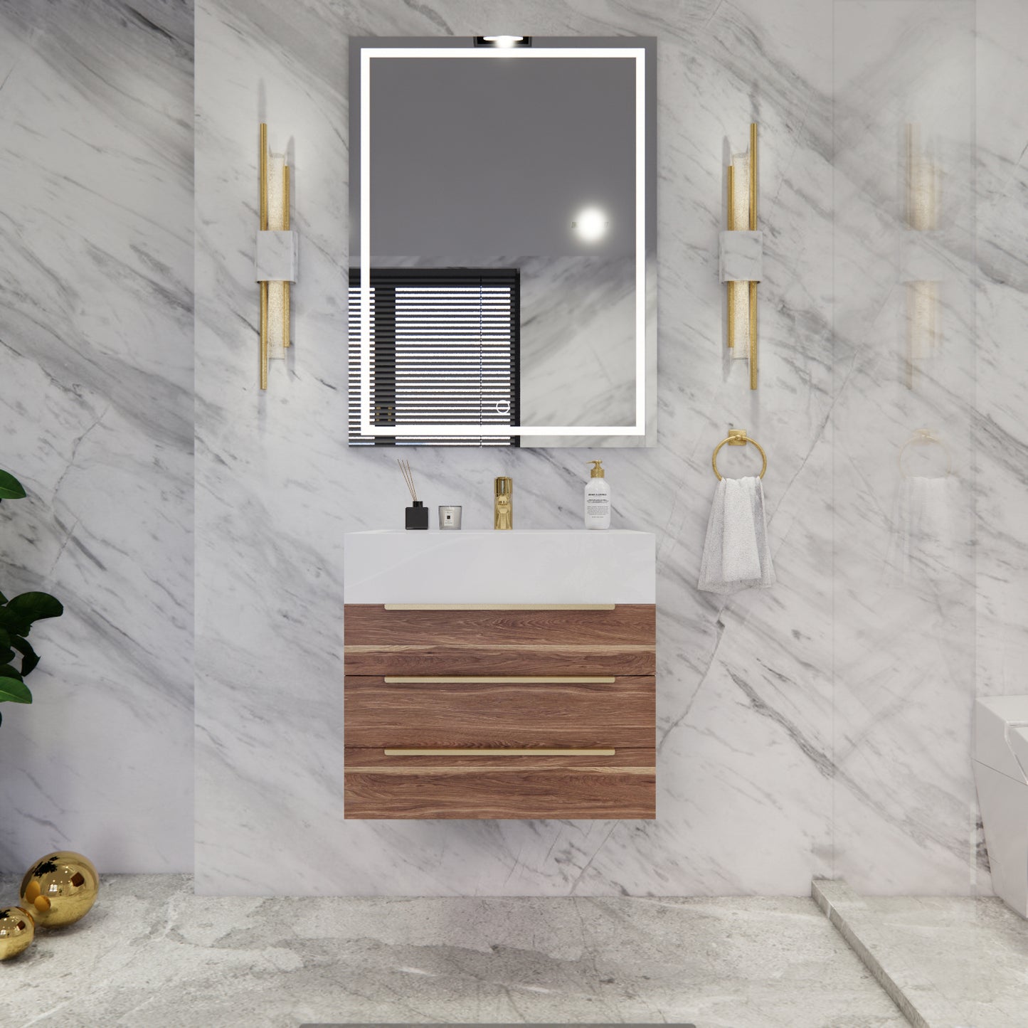 Bethany Floating Bathroom Vanity with Reinforced Acrylic Sink Top 24" - 84"