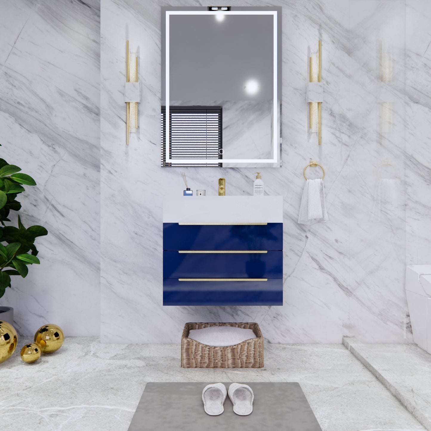 Bethany Floating Bathroom Vanity with Reinforced Acrylic Sink Top 24" - 84"