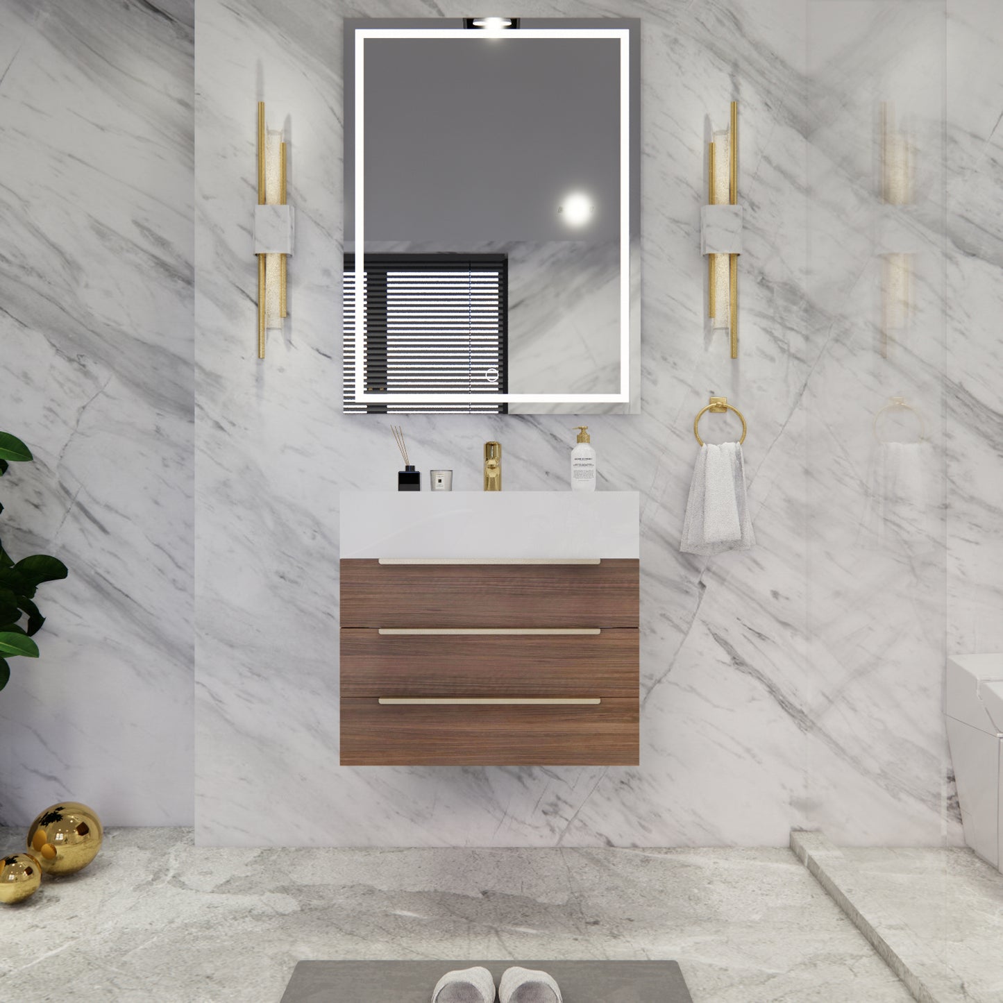 Bethany Floating Bathroom Vanity with Reinforced Acrylic Sink Top 24" - 84"