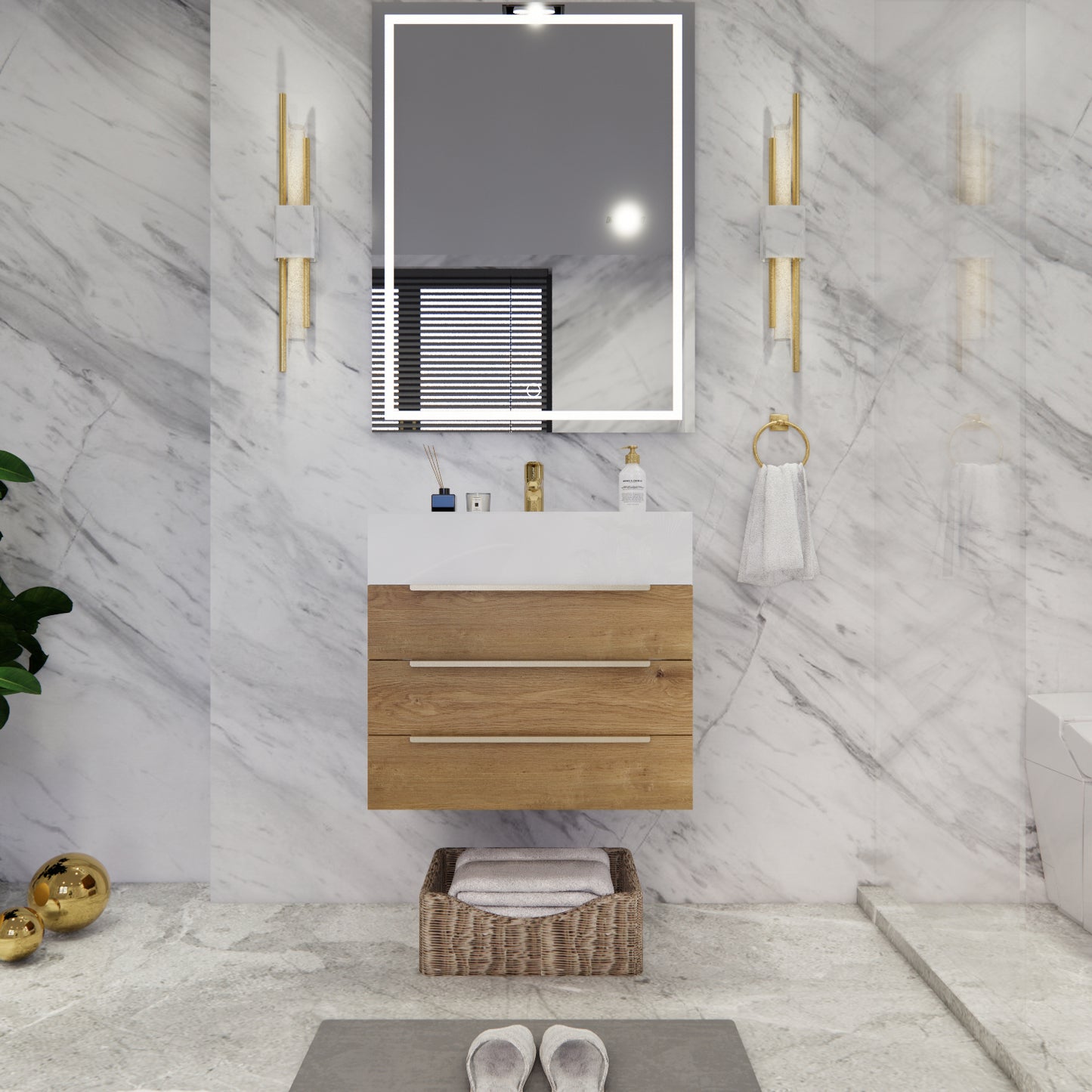 Bethany Floating Bathroom Vanity with Reinforced Acrylic Sink Top 24" - 84"