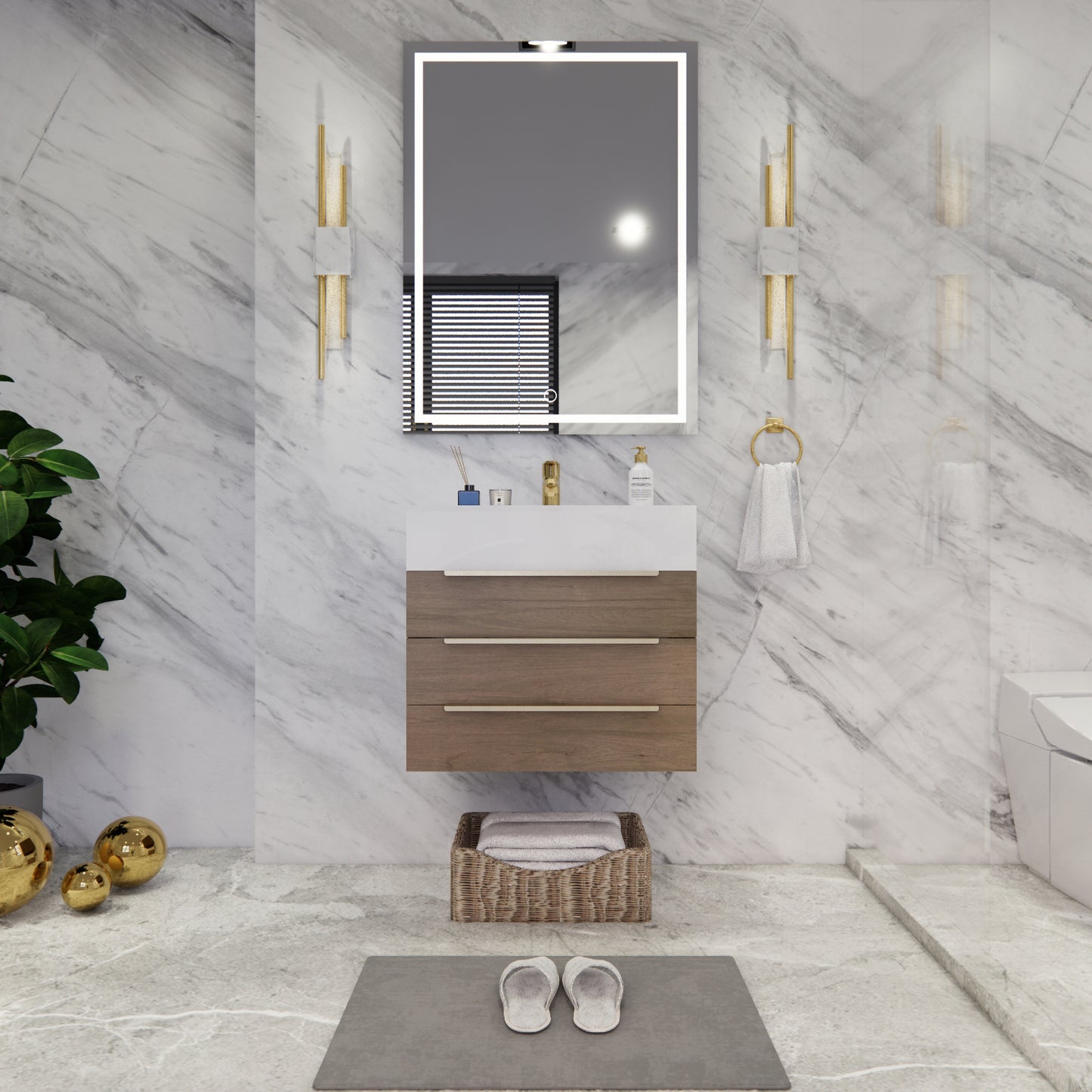 Bethany Floating Bathroom Vanity with Reinforced Acrylic Sink Top 24" - 84"