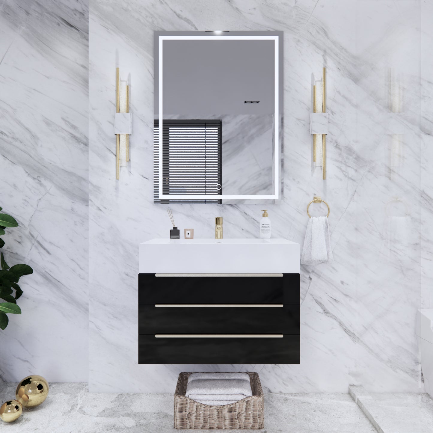 Bethany Floating Bathroom Vanity with Reinforced Acrylic Sink Top 24" - 84"