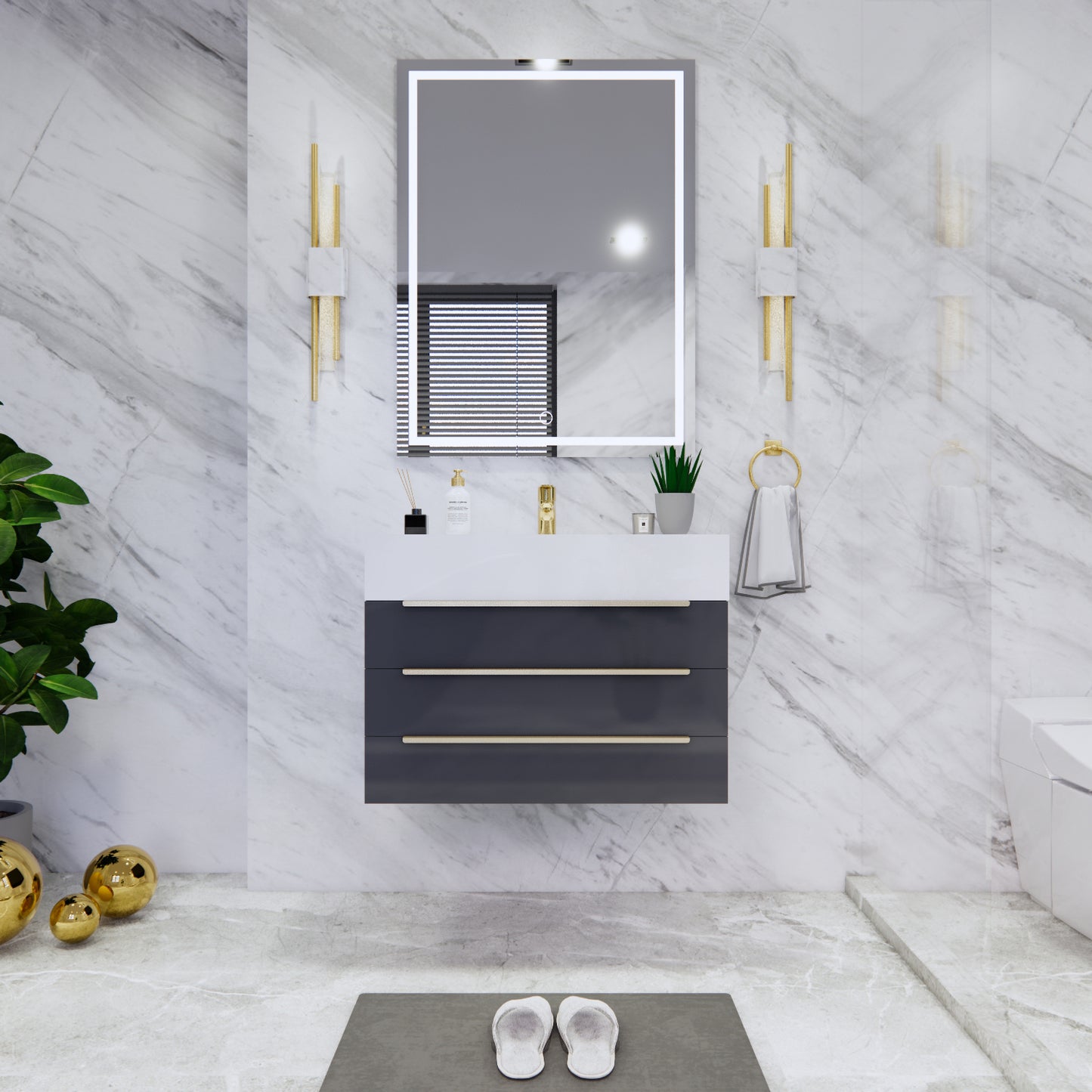 Bethany Floating Bathroom Vanity with Reinforced Acrylic Sink Top 24" - 84"