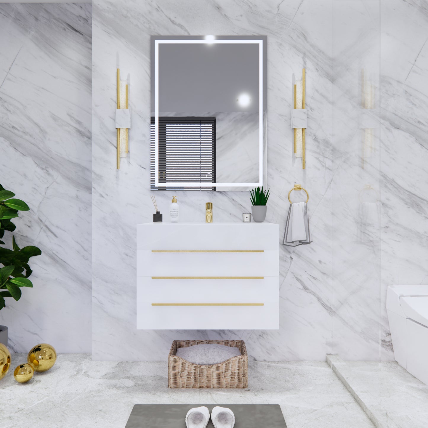 Bethany Floating Bathroom Vanity with Reinforced Acrylic Sink Top 24" - 84"