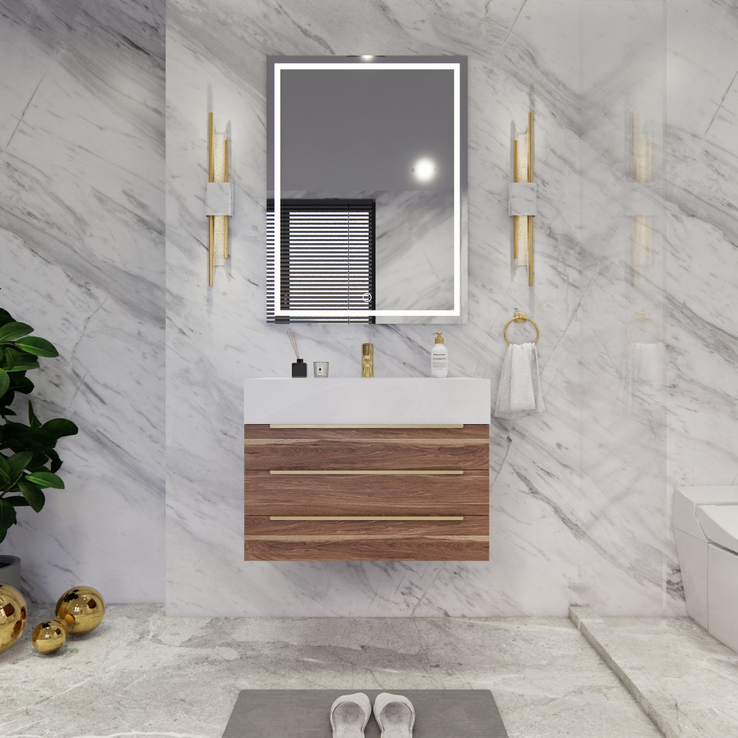 Bethany Floating Bathroom Vanity with Reinforced Acrylic Sink Top 24" - 84"
