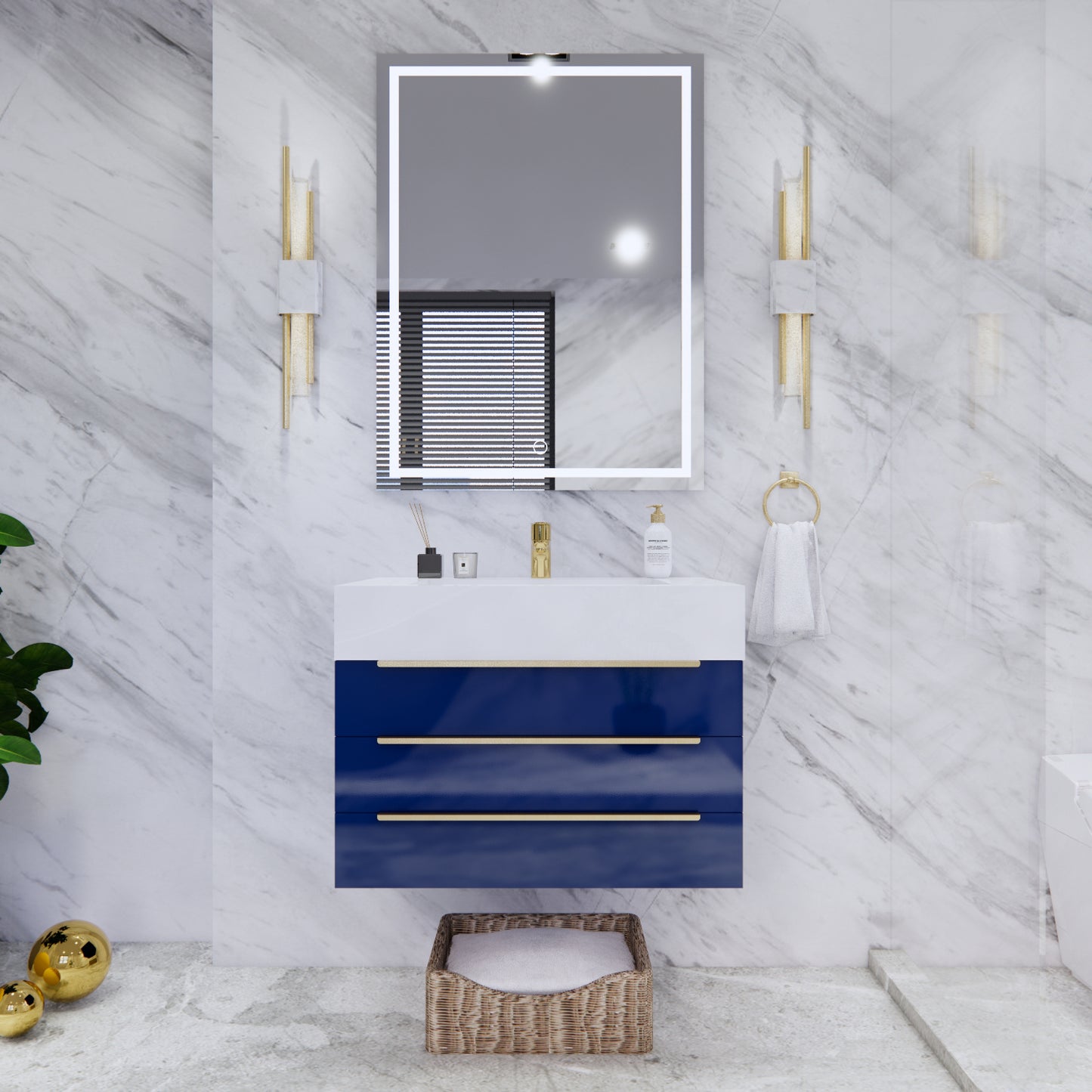 Bethany Floating Bathroom Vanity with Reinforced Acrylic Sink Top 24" - 84"