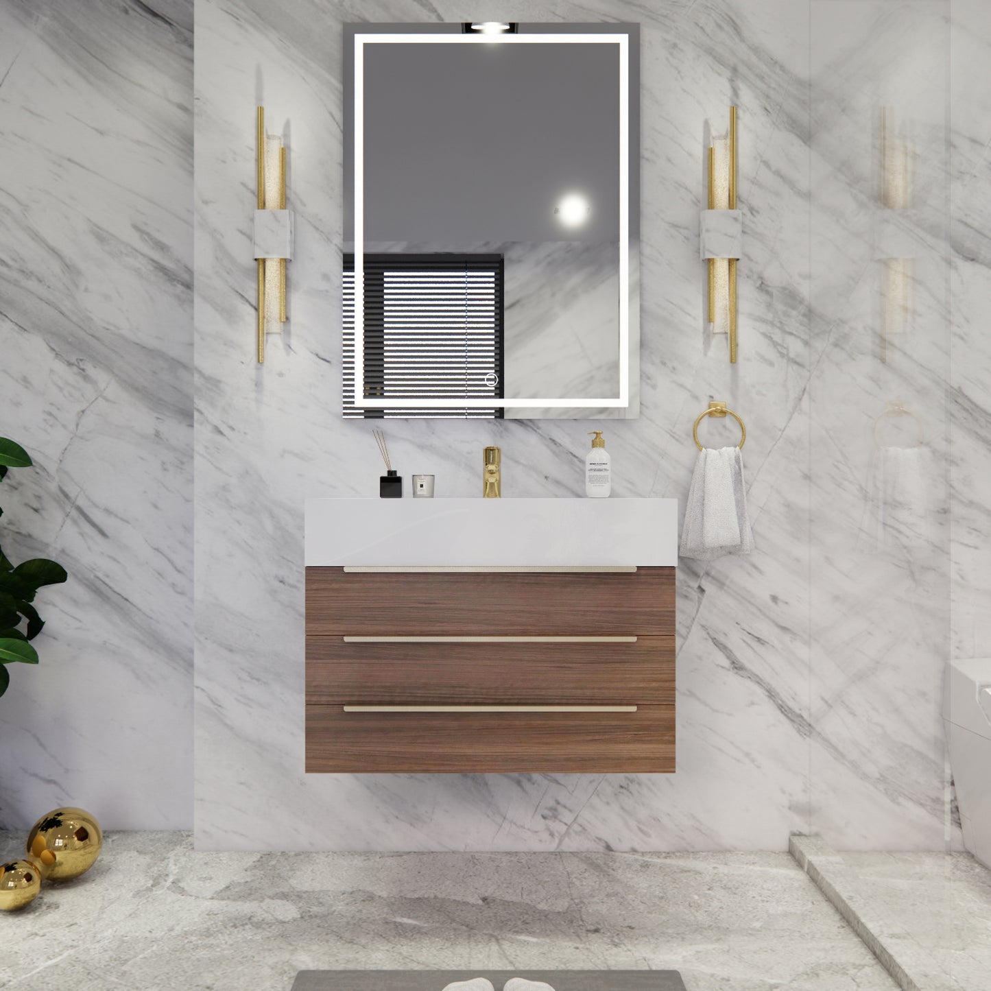 Bethany Floating Bathroom Vanity with Reinforced Acrylic Sink Top 24" - 84"