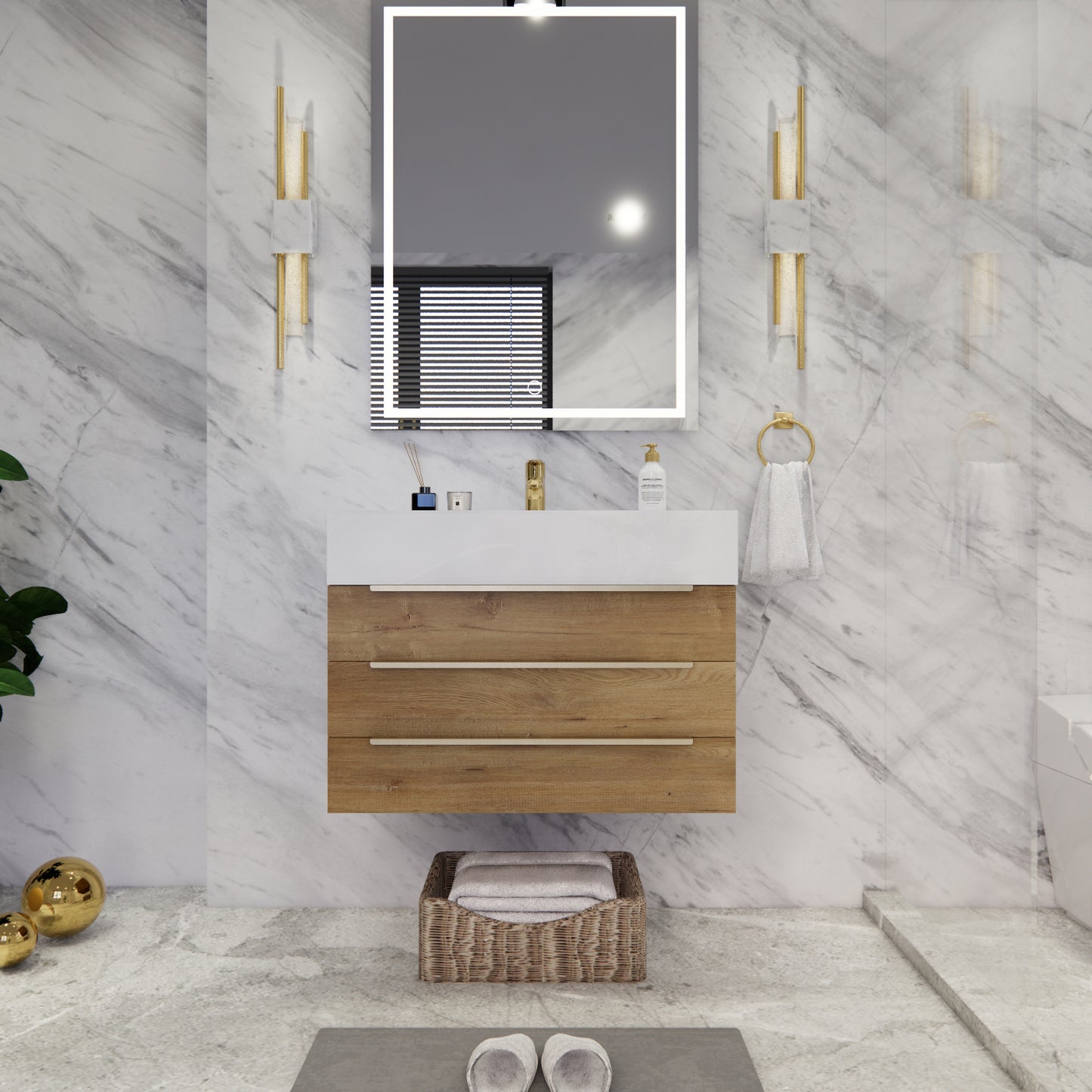 Bethany Floating Bathroom Vanity with Reinforced Acrylic Sink Top 24" - 84"