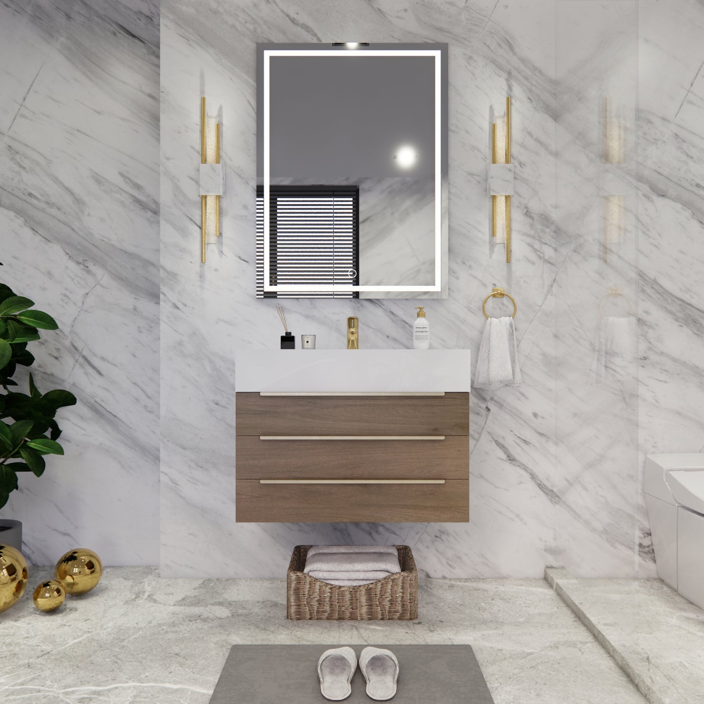 Bethany Floating Bathroom Vanity with Reinforced Acrylic Sink Top 24" - 84"