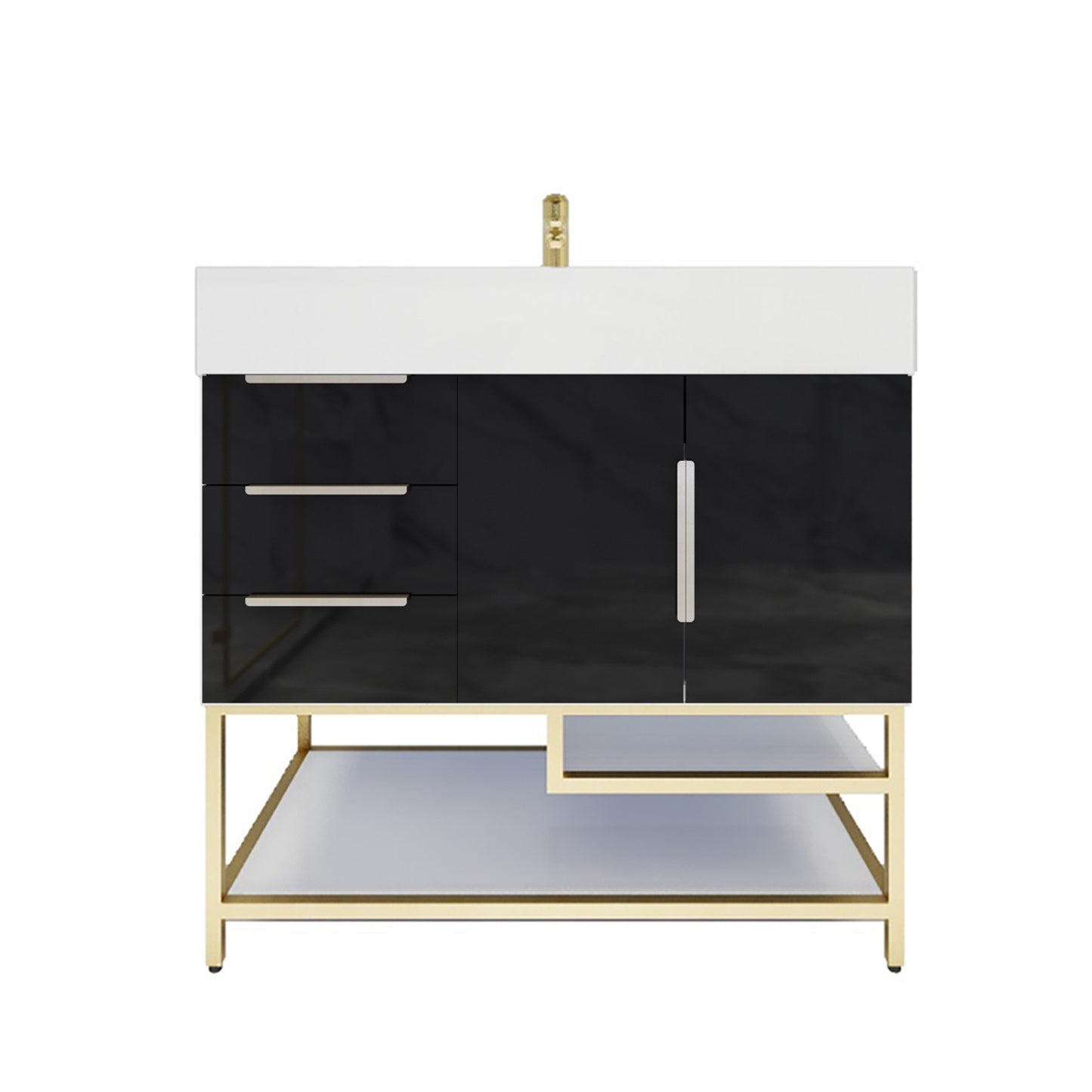 Better Vanity Bethany 24"-48“ Freestanding Bathroom Vanity Reinforced Acrylic Sink Soft Close Doors & Drawers, Fully Assembled