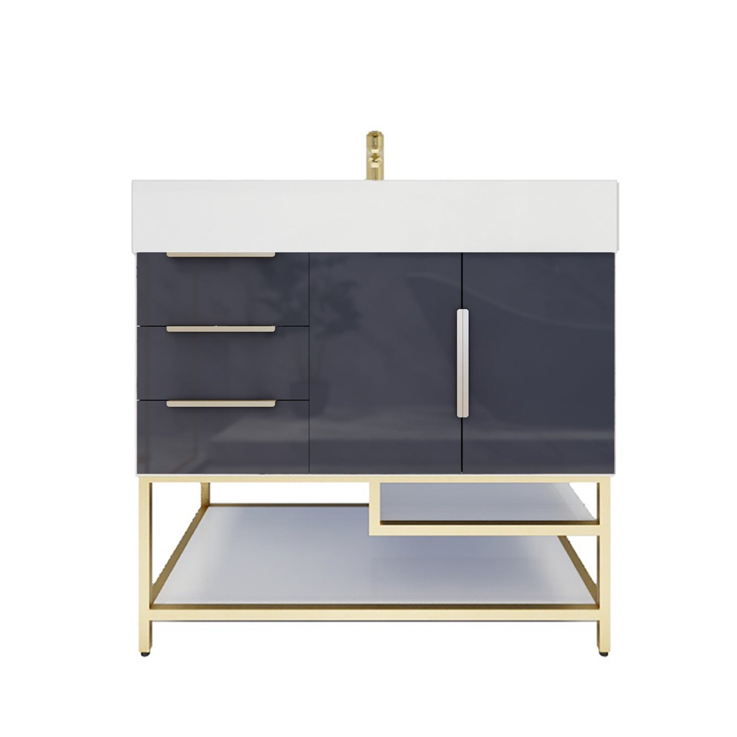Better Vanity Bethany 24"-48“ Freestanding Bathroom Vanity Reinforced Acrylic Sink Soft Close Doors & Drawers, Fully Assembled