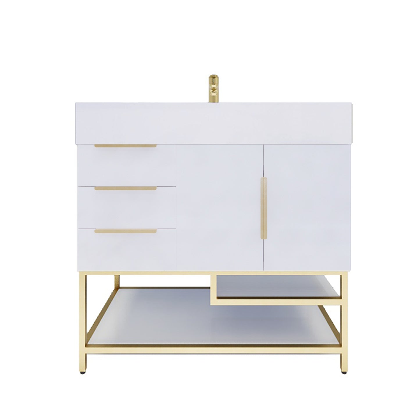Better Vanity Bethany 24"-48“ Freestanding Bathroom Vanity Reinforced Acrylic Sink Soft Close Doors & Drawers, Fully Assembled