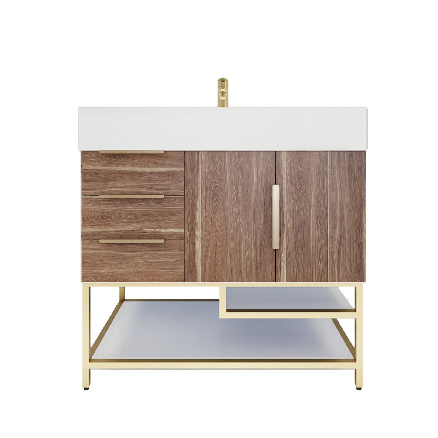 Better Vanity Bethany 24"-48“ Freestanding Bathroom Vanity Reinforced Acrylic Sink Soft Close Doors & Drawers, Fully Assembled