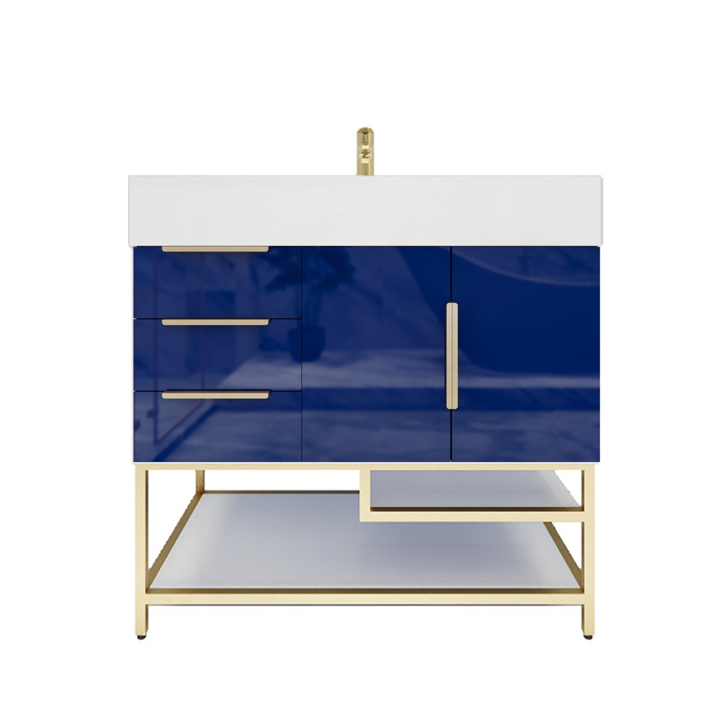 Better Vanity Bethany 24"-48“ Freestanding Bathroom Vanity Reinforced Acrylic Sink Soft Close Doors & Drawers, Fully Assembled