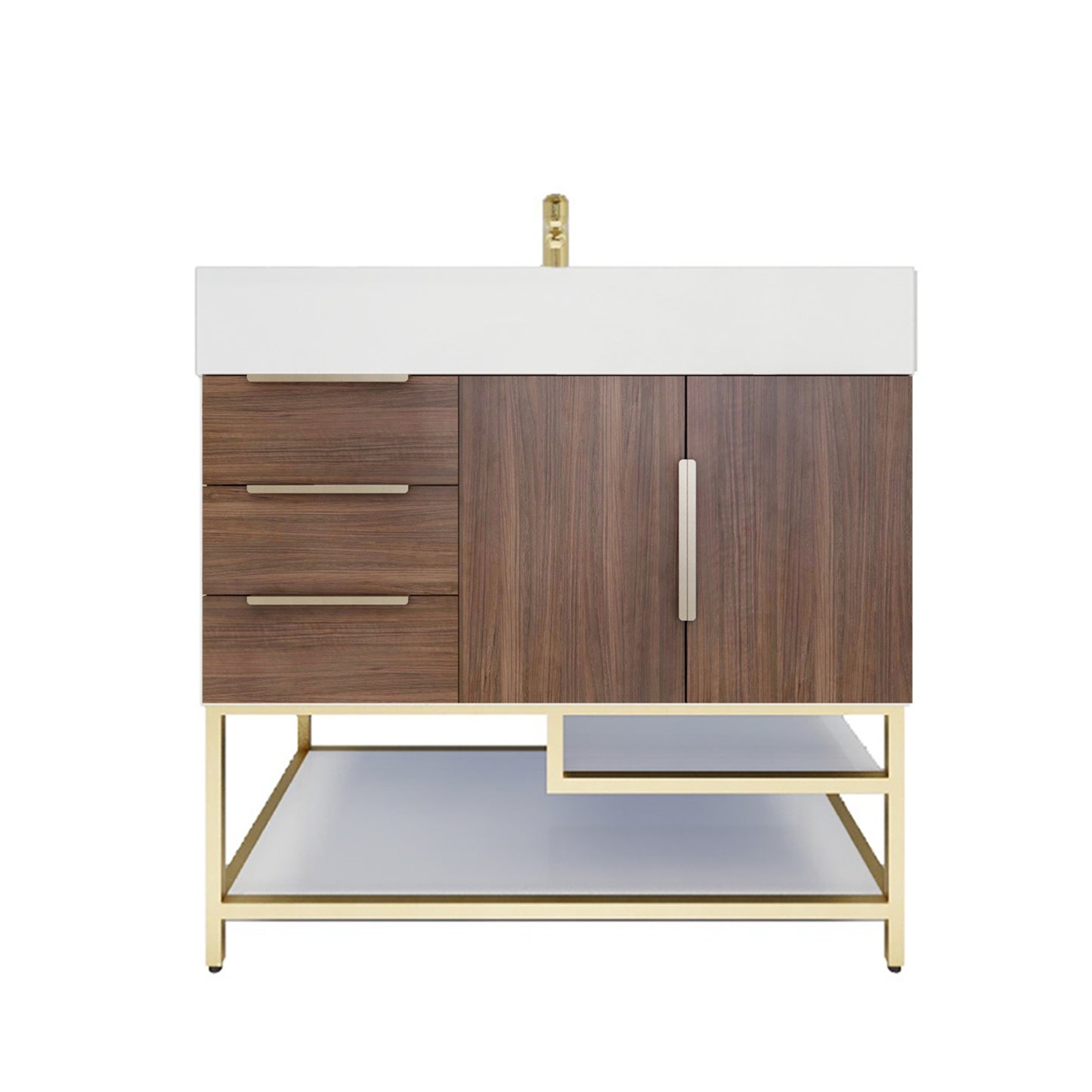 Better Vanity Bethany 24"-48“ Freestanding Bathroom Vanity Reinforced Acrylic Sink Soft Close Doors & Drawers, Fully Assembled