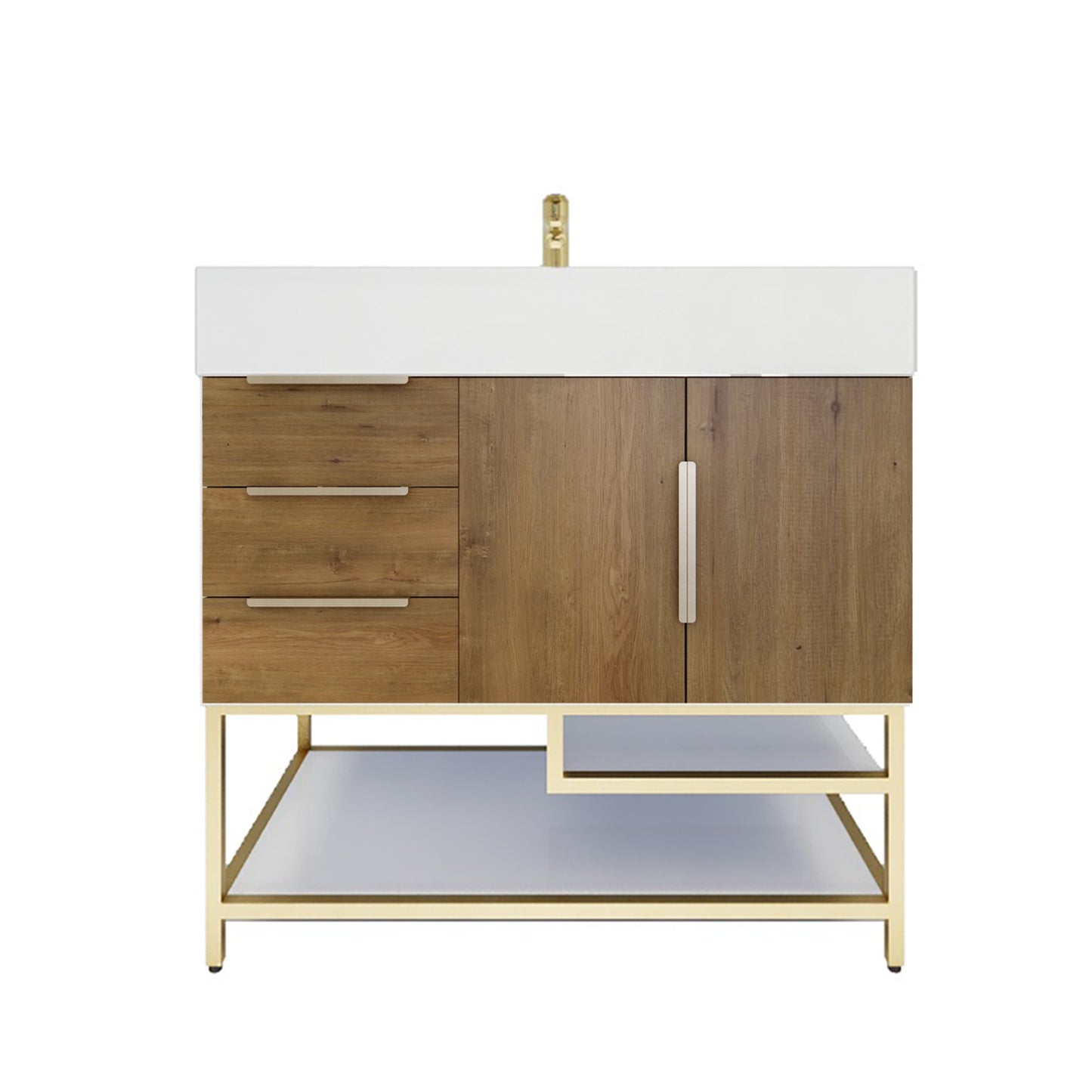 Better Vanity Bethany 24"-48“ Freestanding Bathroom Vanity Reinforced Acrylic Sink Soft Close Doors & Drawers, Fully Assembled