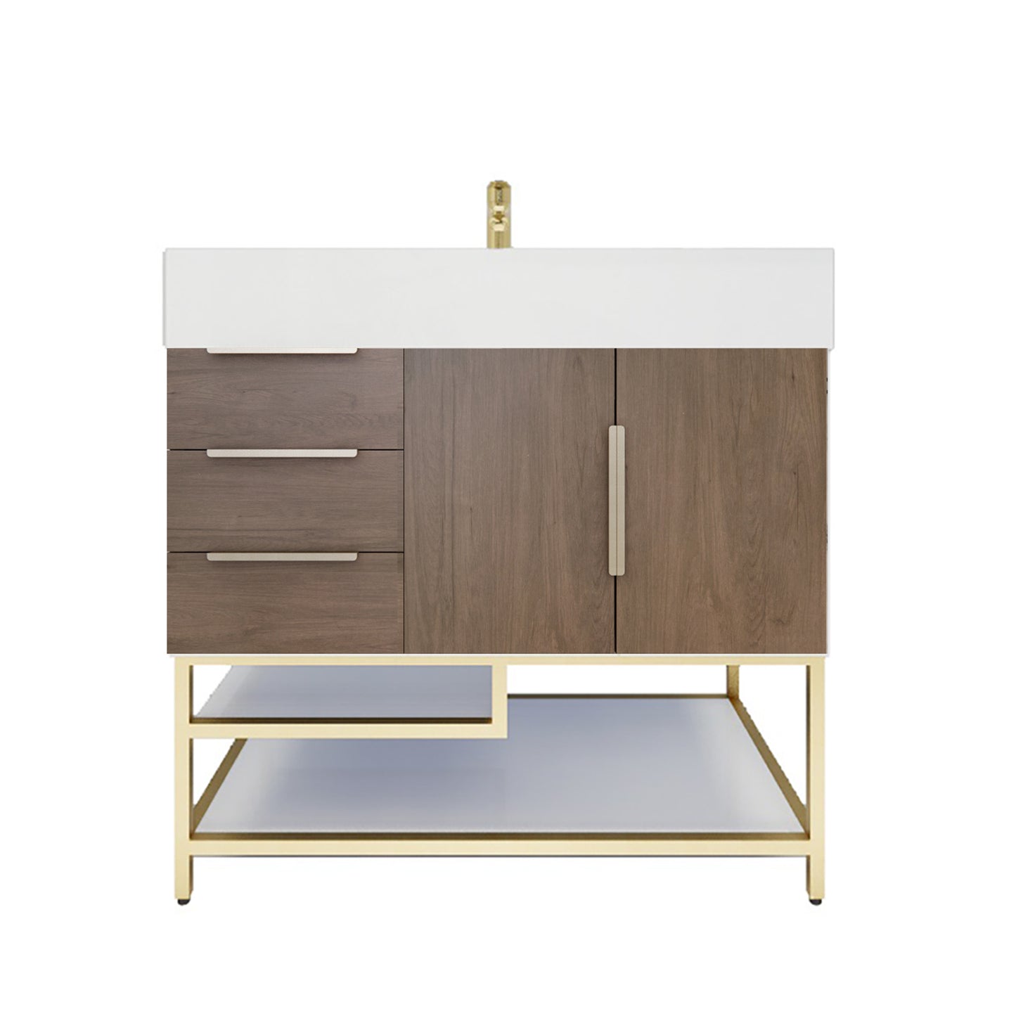 Better Vanity Bethany 24"-48“ Freestanding Bathroom Vanity Reinforced Acrylic Sink Soft Close Doors & Drawers, Fully Assembled