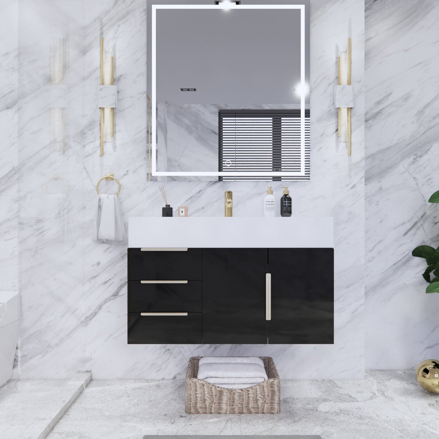 Bethany Floating Bathroom Vanity with Reinforced Acrylic Sink Top 24" - 84"