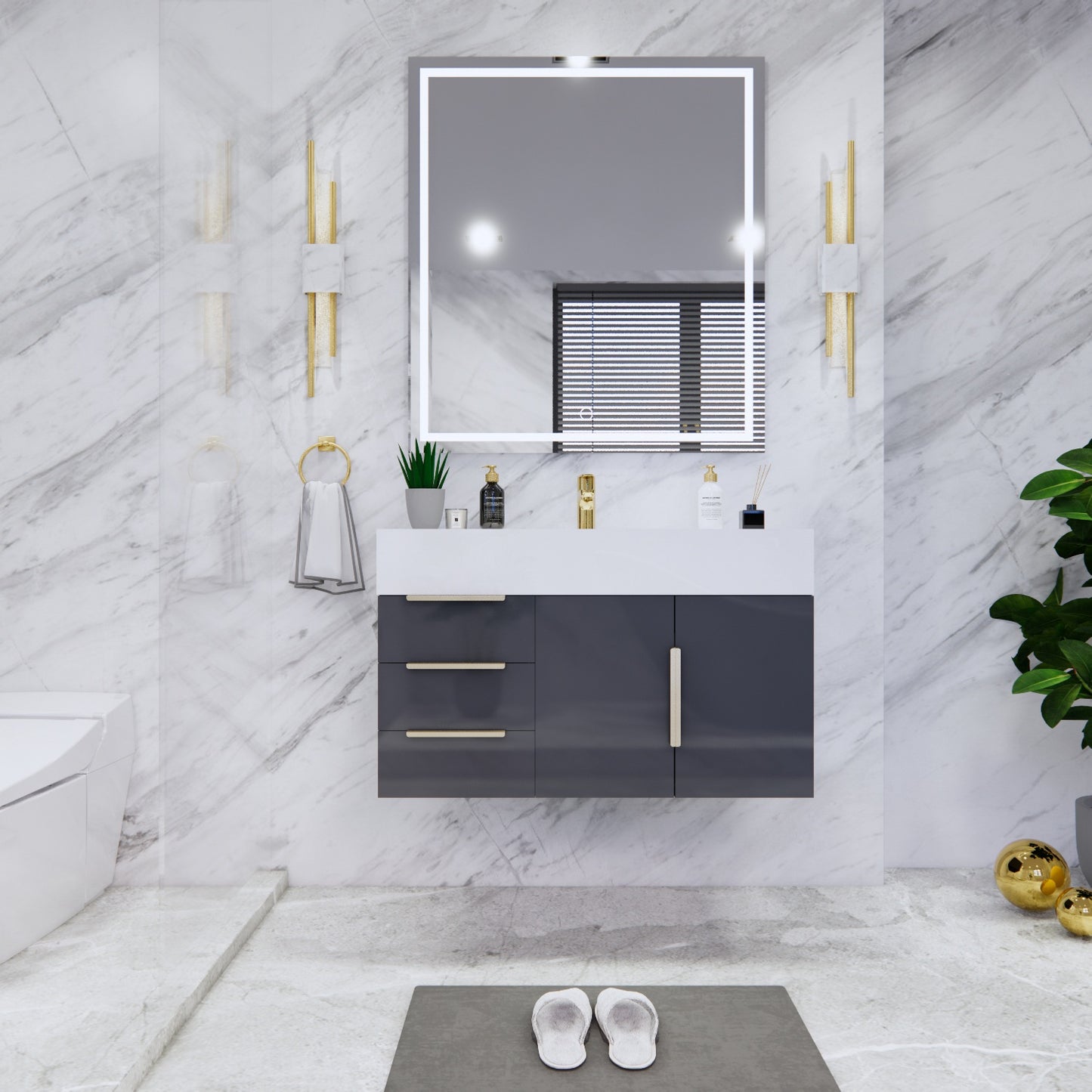 Bethany Floating Bathroom Vanity with Reinforced Acrylic Sink Top 24" - 84"