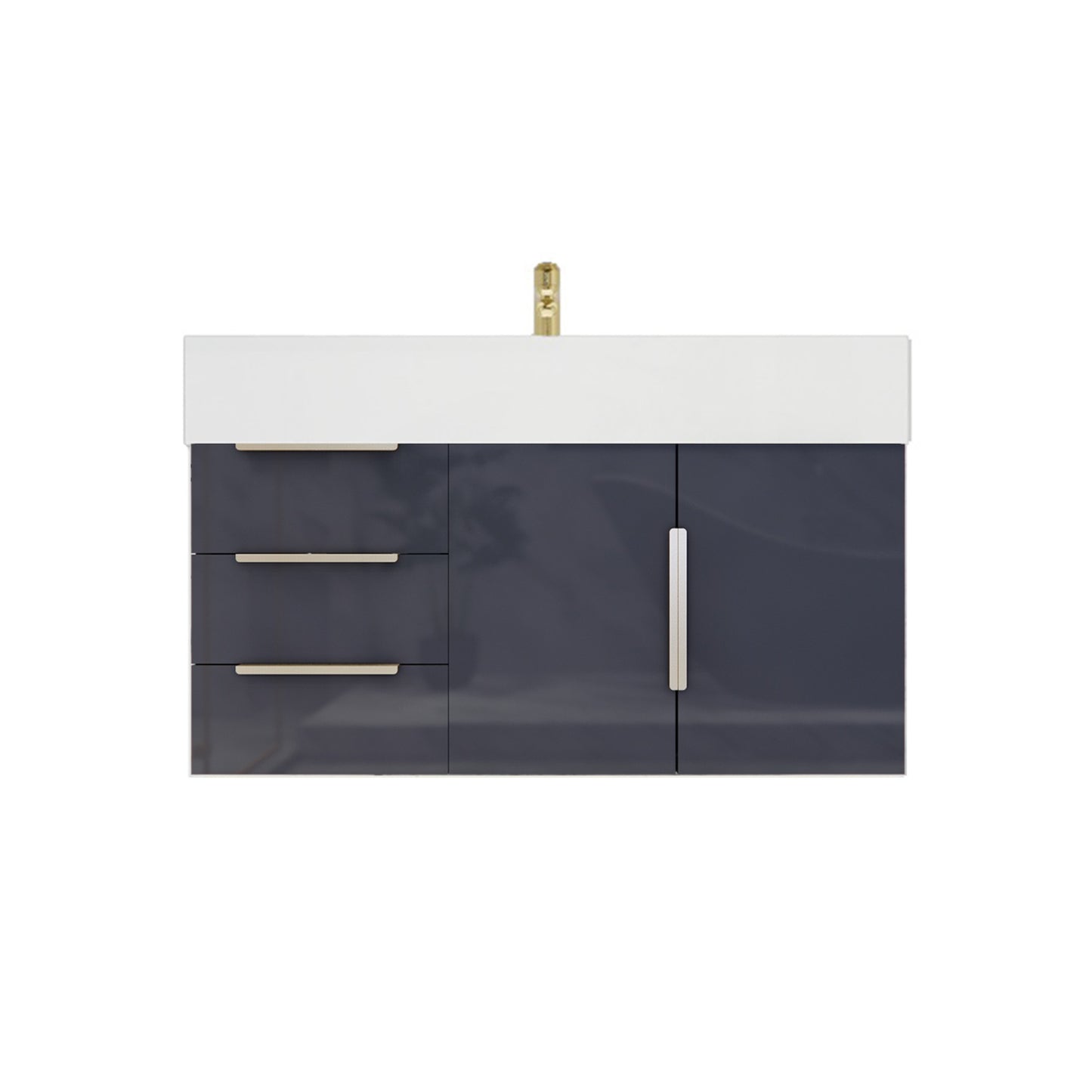 Better Vanity Bethany 24"-48" Floating Bathroom Vanity Reinforced Acrylic Sink Soft Close Doors & Drawers, Fully Assembled