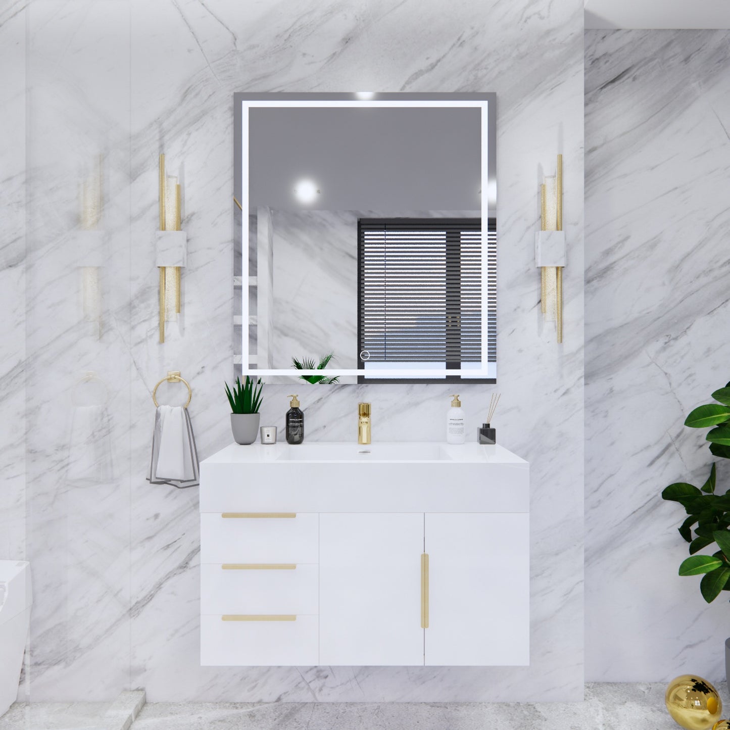 Bethany Floating Bathroom Vanity with Reinforced Acrylic Sink Top 24" - 84"