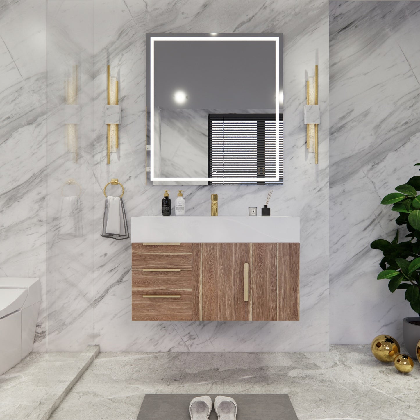 Bethany Floating Bathroom Vanity with Reinforced Acrylic Sink Top 24" - 84"