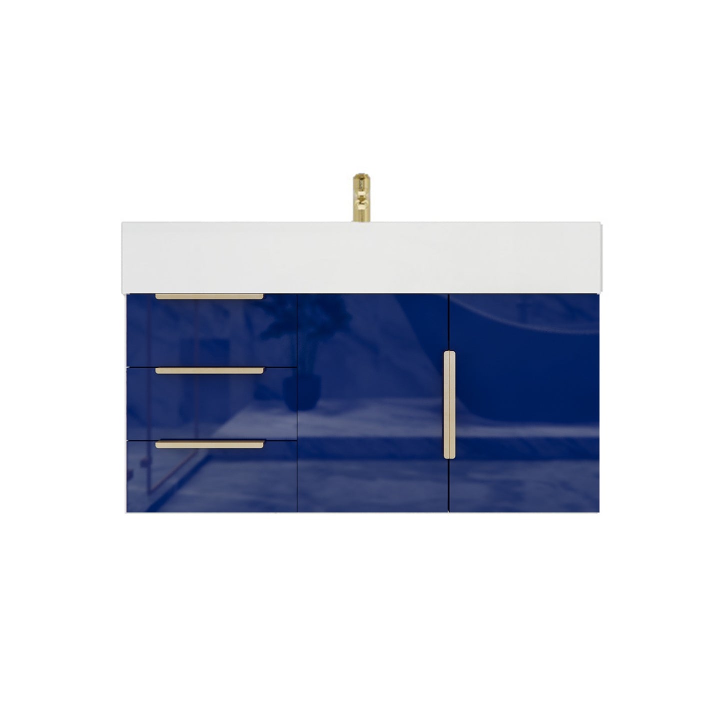 Better Vanity Bethany 24"-48" Floating Bathroom Vanity Reinforced Acrylic Sink Soft Close Doors & Drawers, Fully Assembled